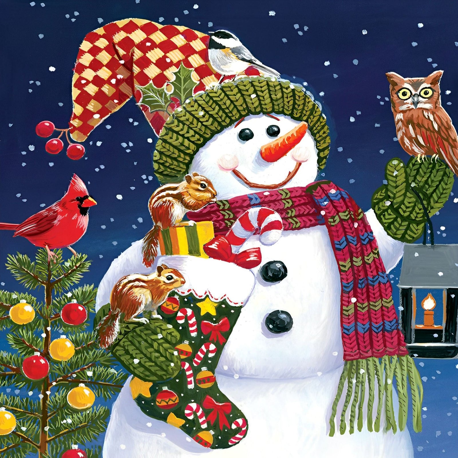 Snowman and Friends | Diamond Painting Design - Full Drill Diamond Art with 5d Square or Round Diamonds - AB Drills Available