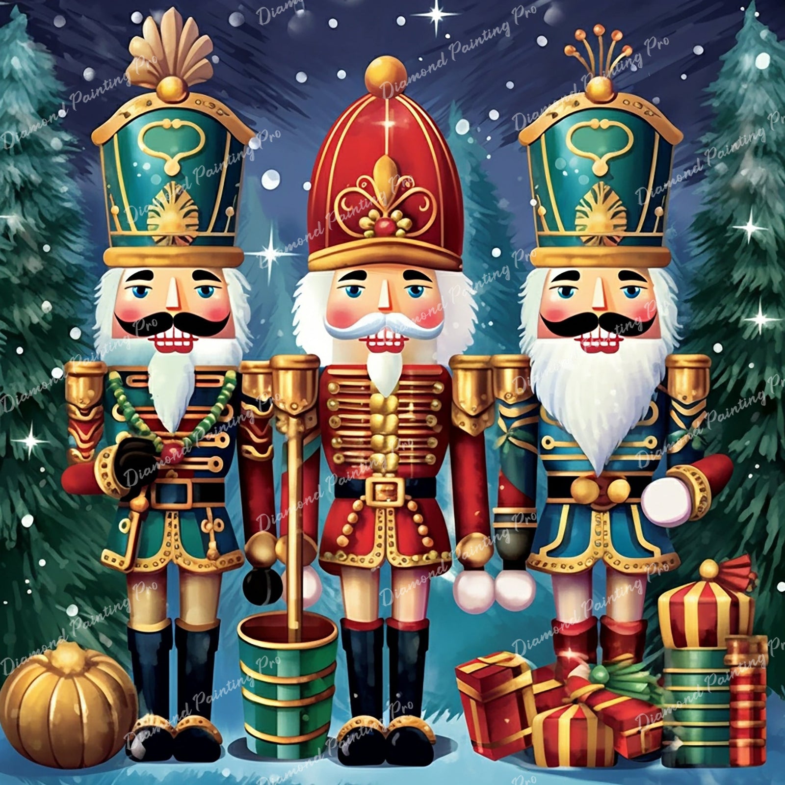 Nutcracker Trio | Diamond Painting Design - Full Drill Diamond Art with 5d Square or Round Diamonds - AB Drills Available