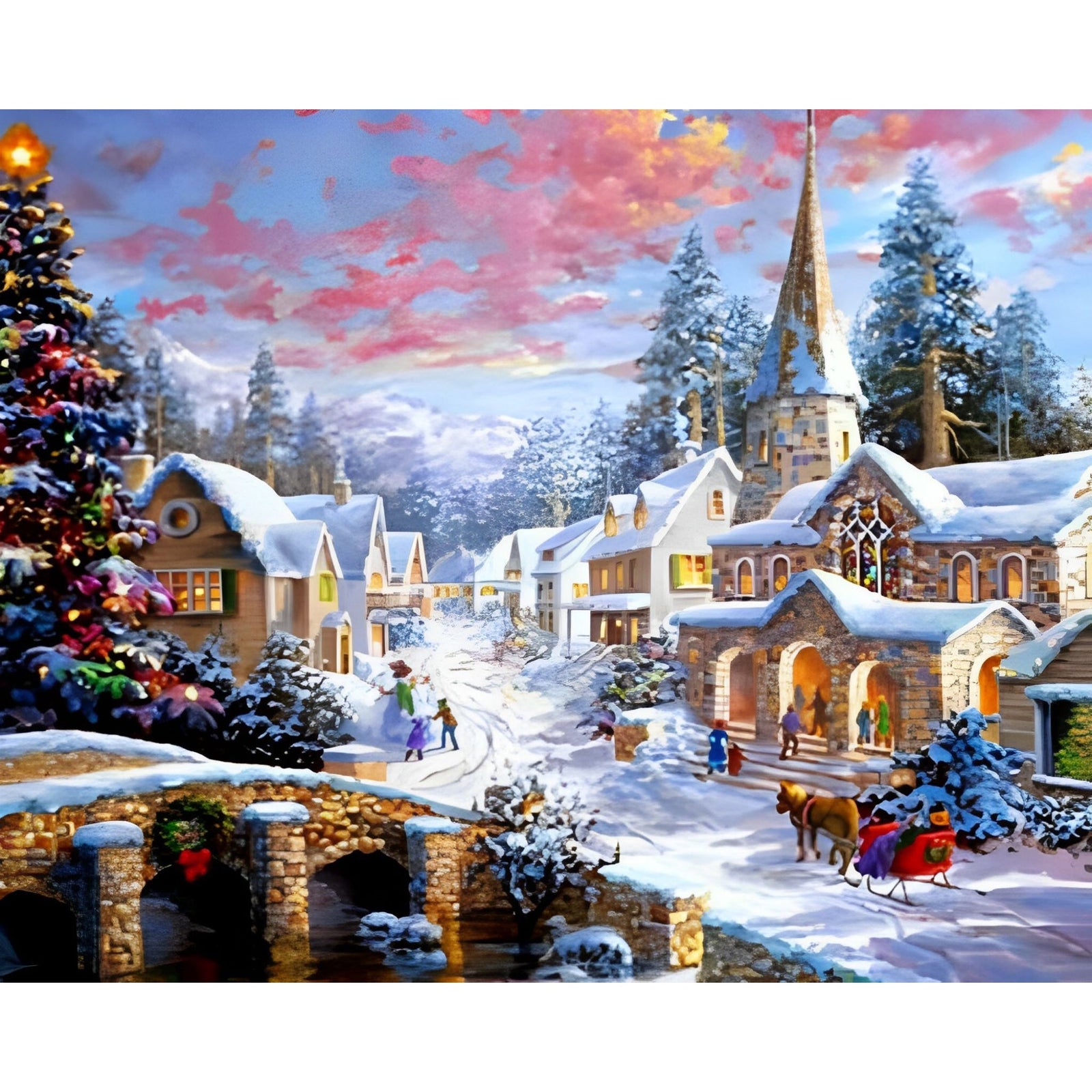 Christmas Village | Diamond Painting Design - Full Drill Diamond Art with 5d Square or Round Diamonds - AB Drills Available