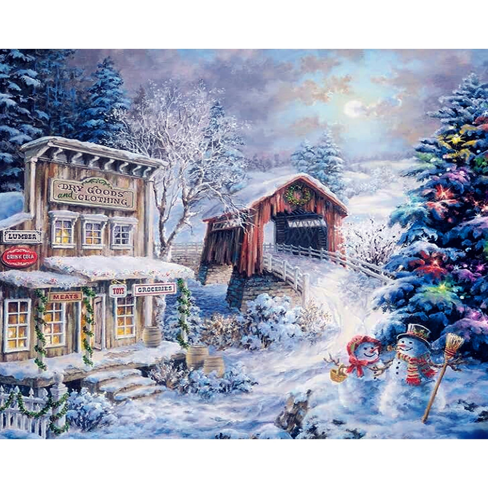 Winter Christmas Village | Diamond Painting Design - Full Drill Diamond Art with 5d Square or Round Diamonds - AB Drills Available