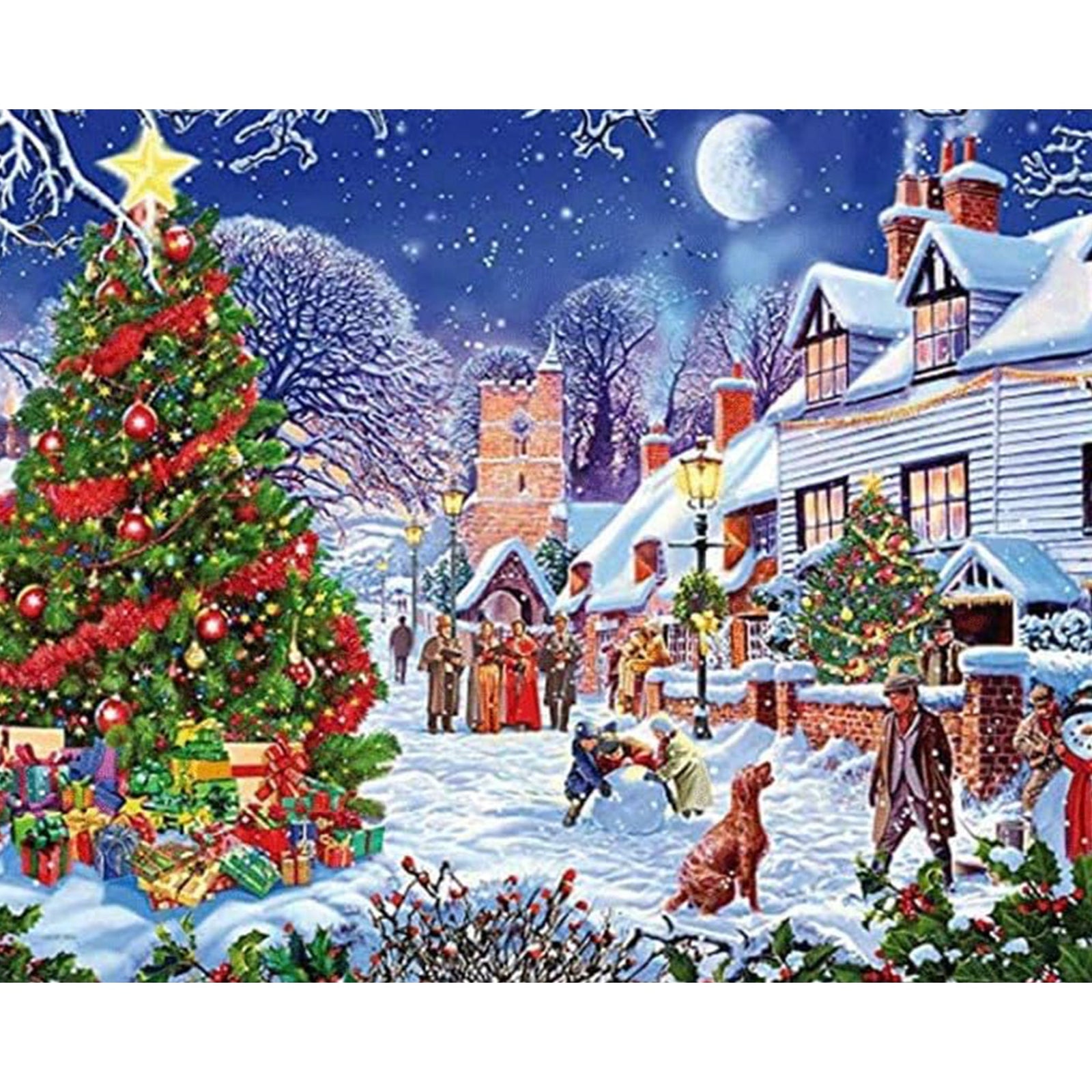 Christmas in the Town | Diamond Painting Design - Full Drill Diamond Art with 5d Square or Round Diamonds - AB Drills Available