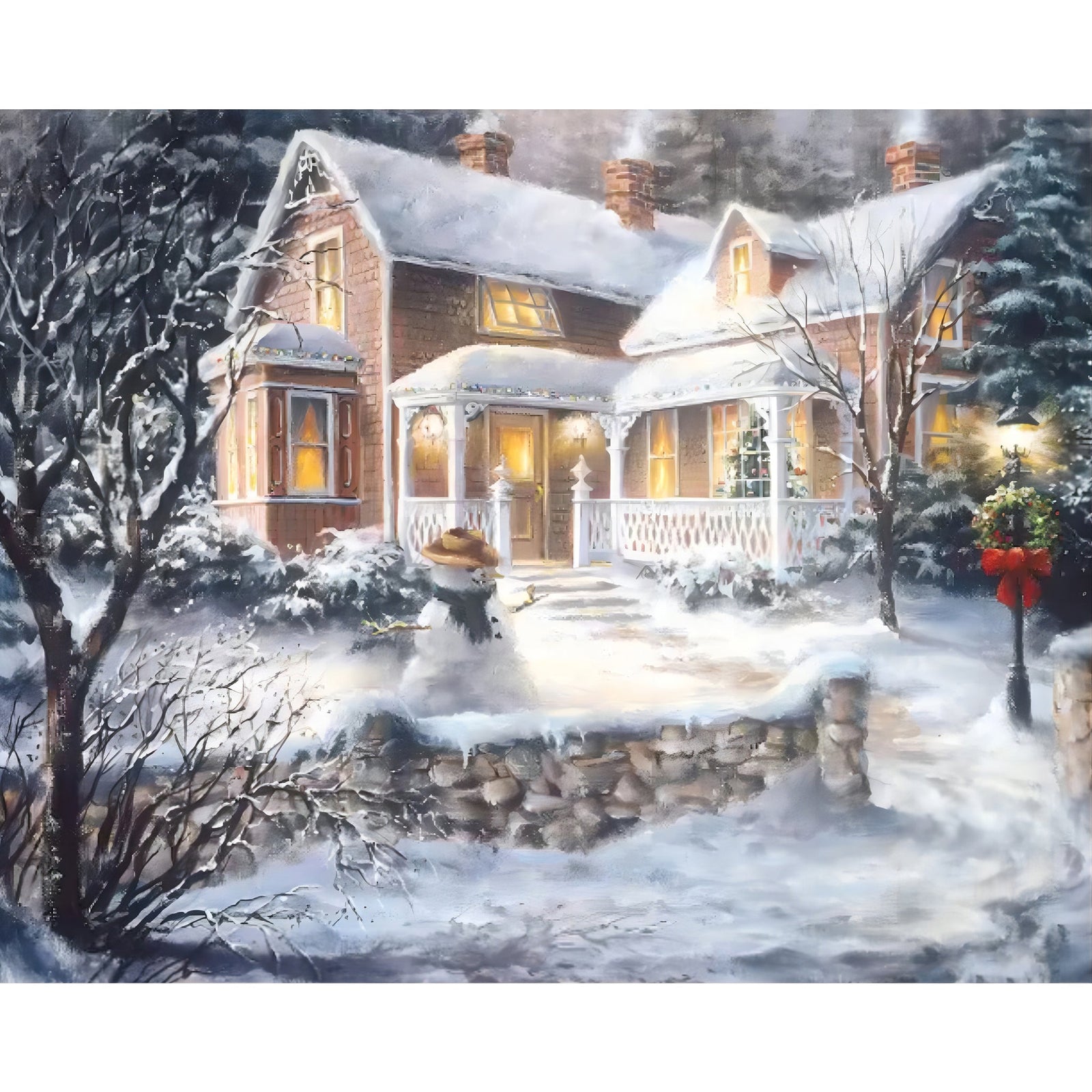 Christmas Snow Scenic | Diamond Painting Design - Full Drill Diamond Art with 5d Square or Round Diamonds - AB Drills Available