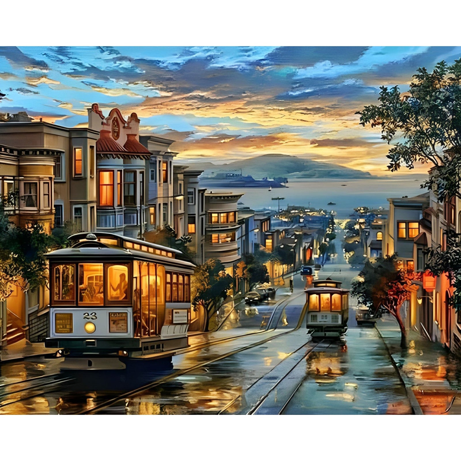 San Francisco Night | Diamond Painting Design - Full Drill Diamond Art with 5d Square or Round Diamonds - AB Drills Available