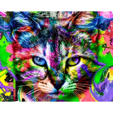 Psychedelic Cat | Diamond Painting Design - Full Drill Diamond Art with 5d Square or Round Diamonds - AB Drills Available