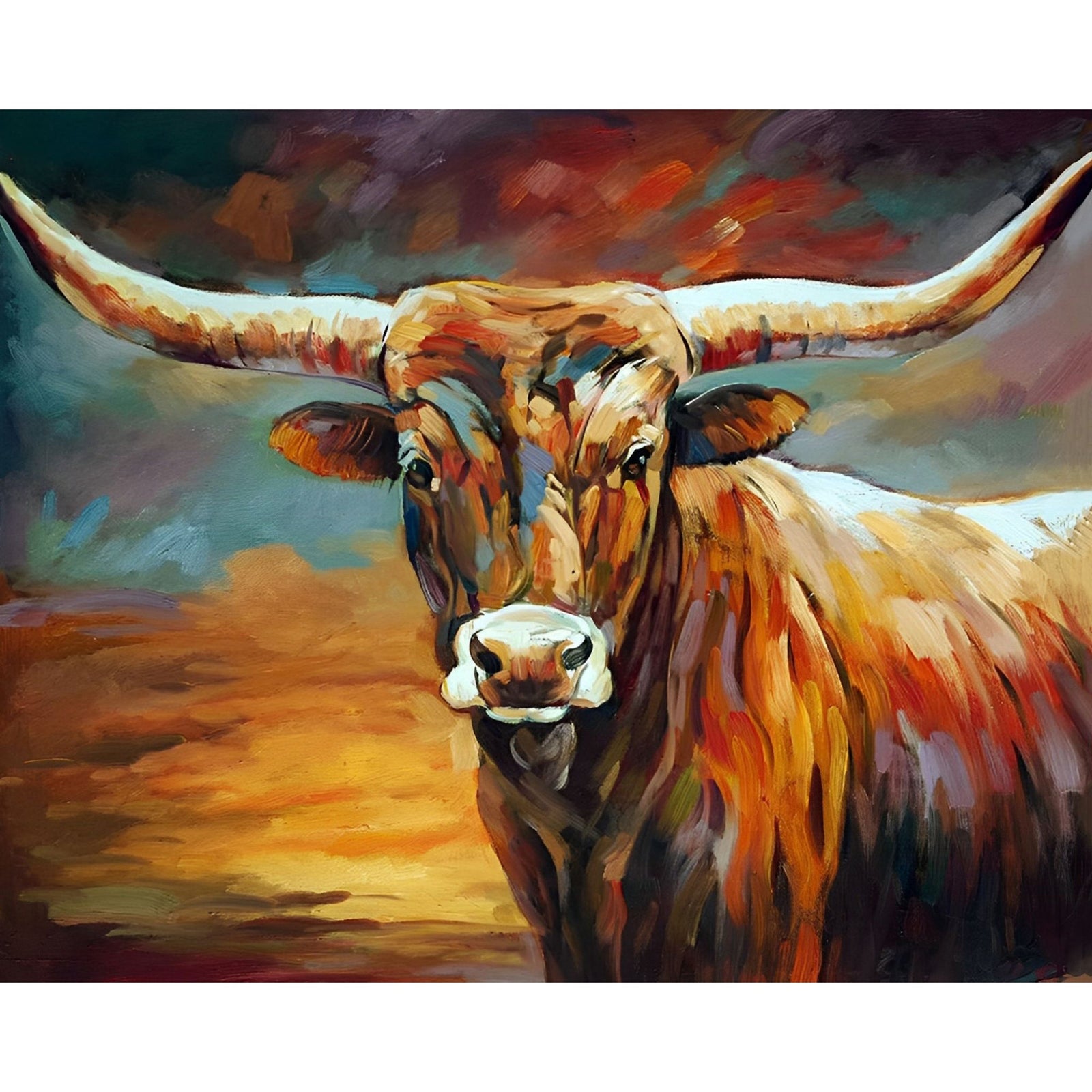 Highland Cattle Sunset | Diamond Painting Design - Full Drill Diamond Art with 5d Square or Round Diamonds - AB Drills Available