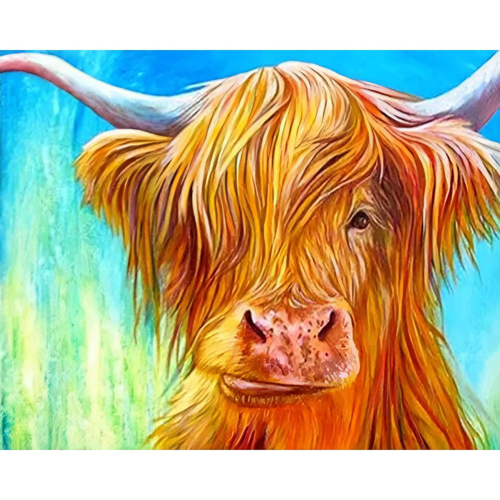 Rustic Highland Cow | Diamond Painting Design - Full Drill Diamond Art with 5d Square or Round Diamonds - AB Drills Available