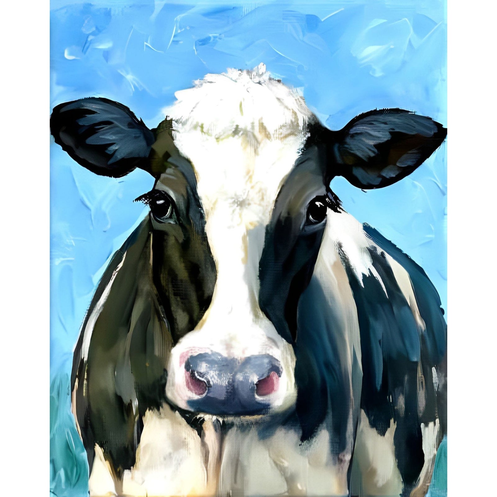 Watercolor Black and White Cow | Diamond Painting Design - Full Drill Diamond Art with 5d Square or Round Diamonds - AB Drills Available