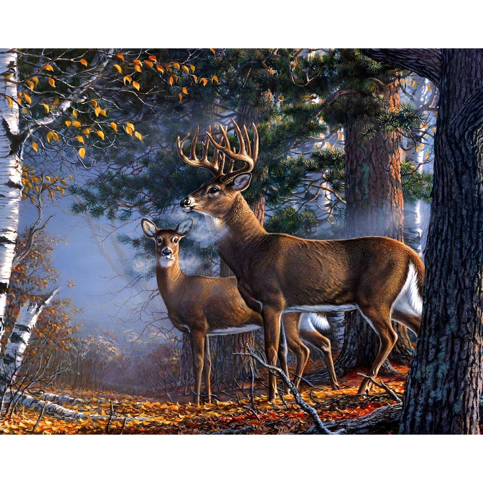 Deer in Autumn Forest | Diamond Painting Design - Full Drill Diamond Art with 5d Square or Round Diamonds - AB Drills Available