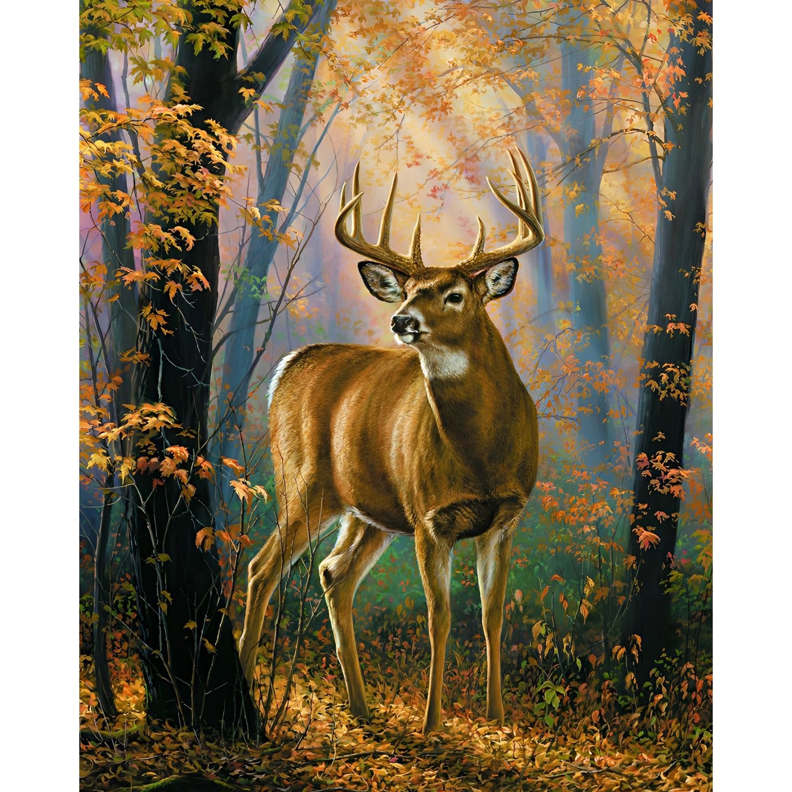 Autumn Deer Forest | Diamond Painting Design - Full Drill Diamond Art with 5d Square or Round Diamonds - AB Drills Available