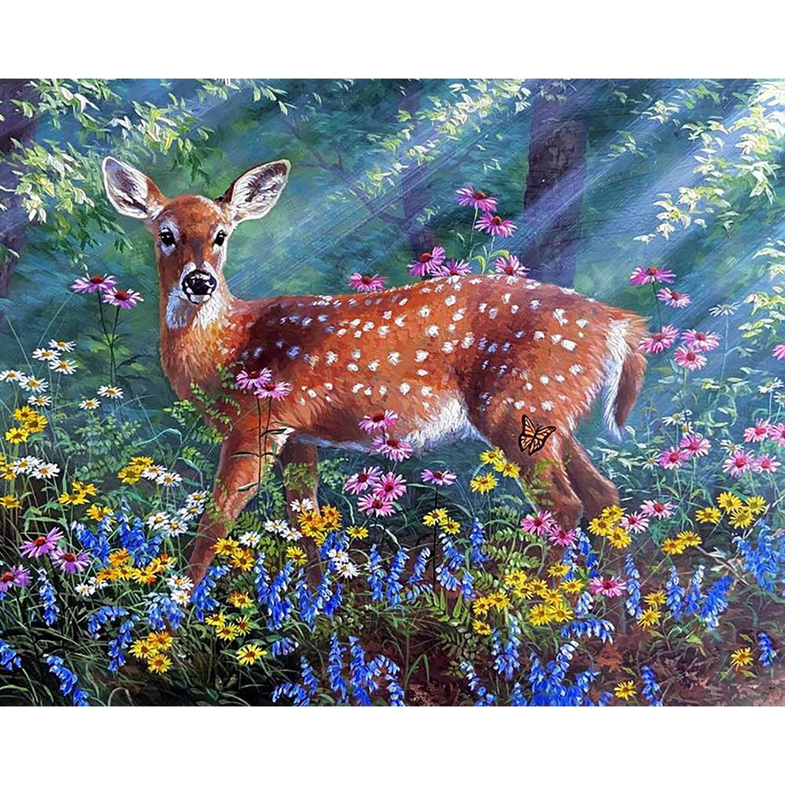 Deer in Forest | Diamond Painting Design - Full Drill Diamond Art with 5d Square or Round Diamonds - AB Drills Available