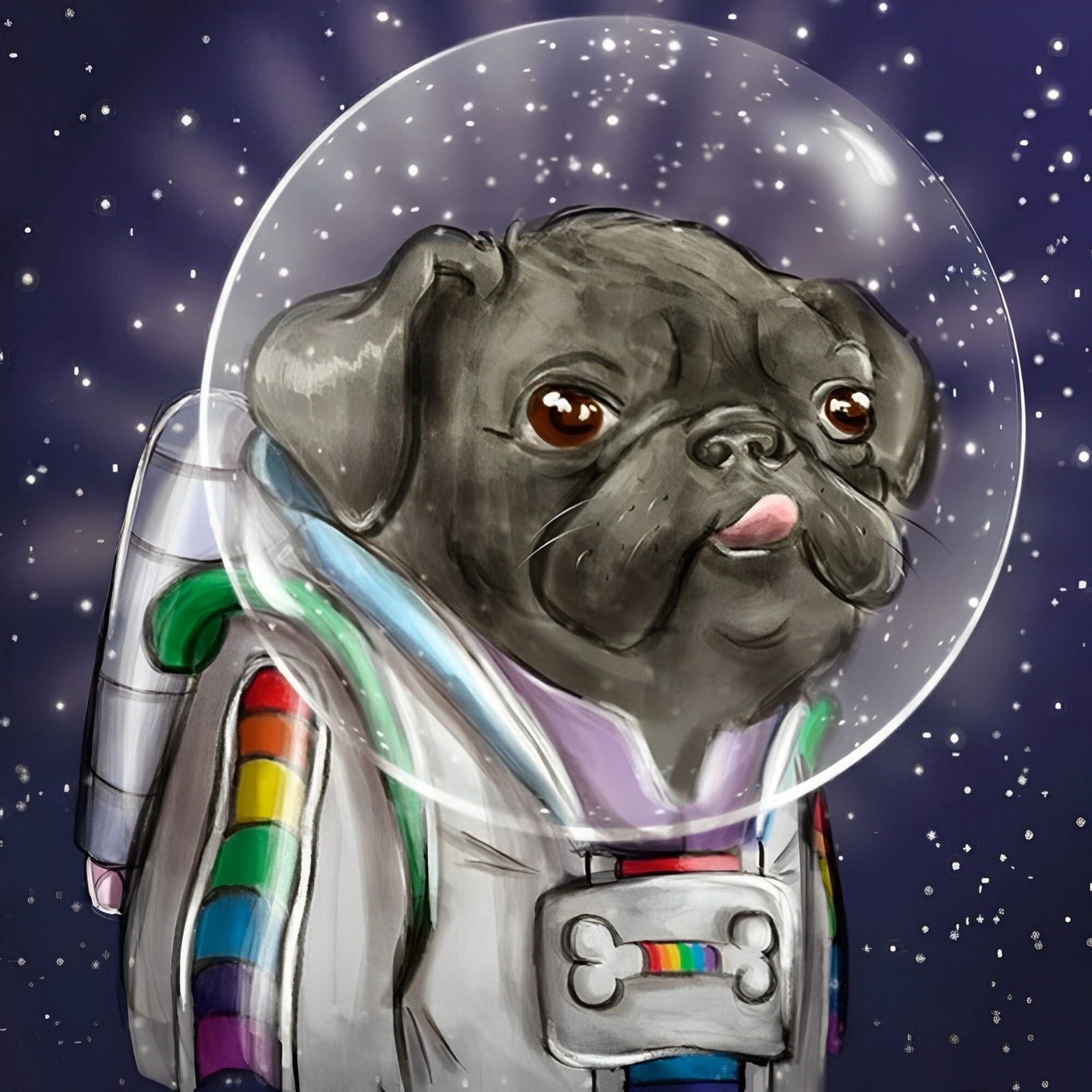 Astronaut Pug | Diamond Painting Design - Full Drill Diamond Art with 5d Square or Round Diamonds - AB Drills Available