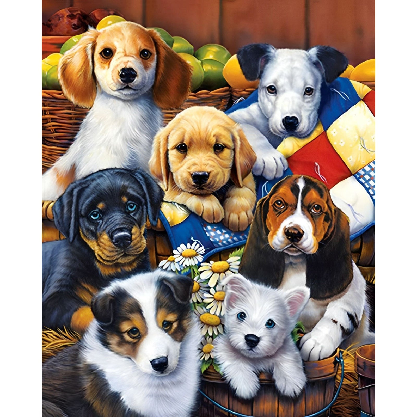 Cute Dogs | Diamond Painting Design - Full Drill Diamond Art with 5d Square or Round Diamonds - AB Drills Available