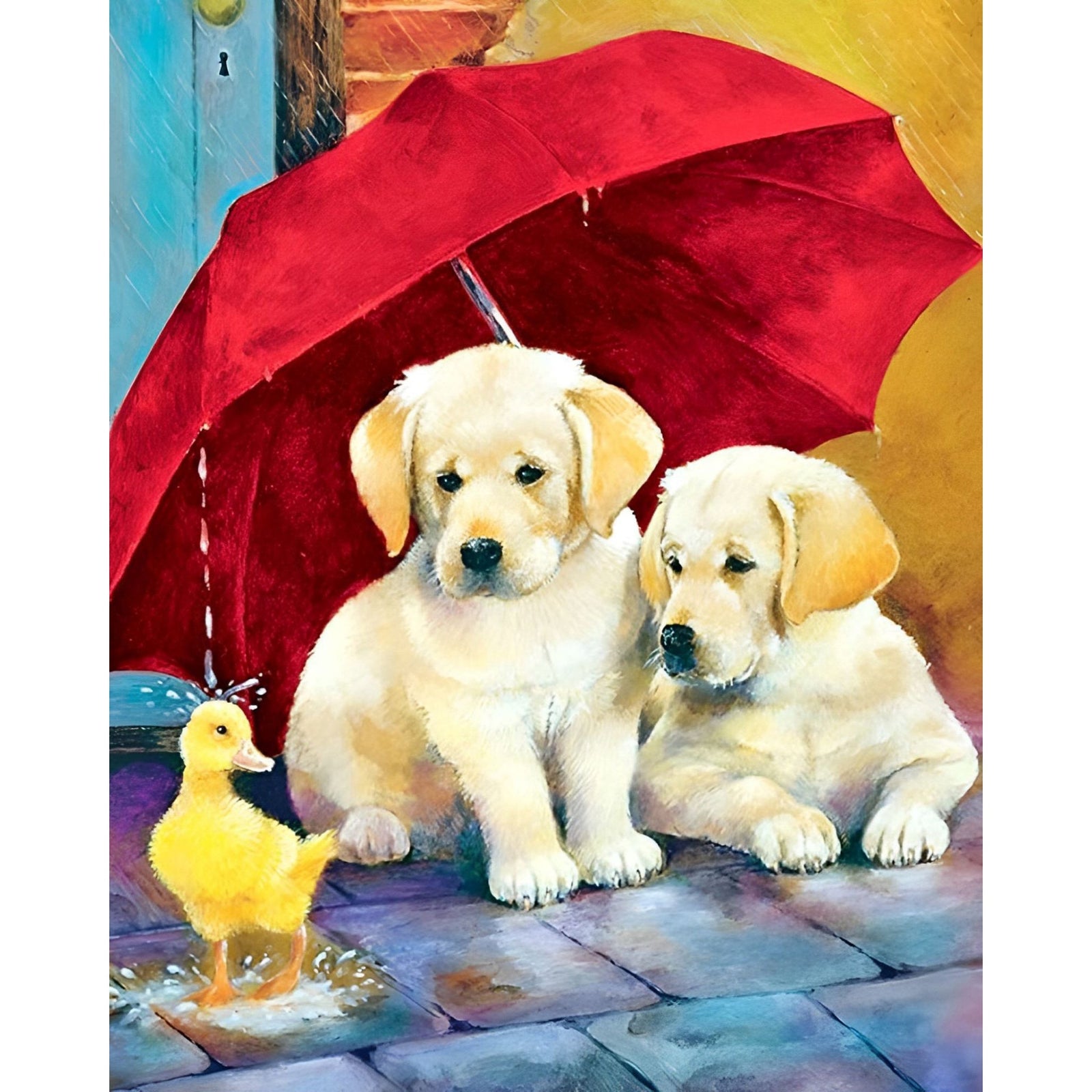 Dogs and Duck | Diamond Painting Design - Full Drill Diamond Art with 5d Square or Round Diamonds - AB Drills Available