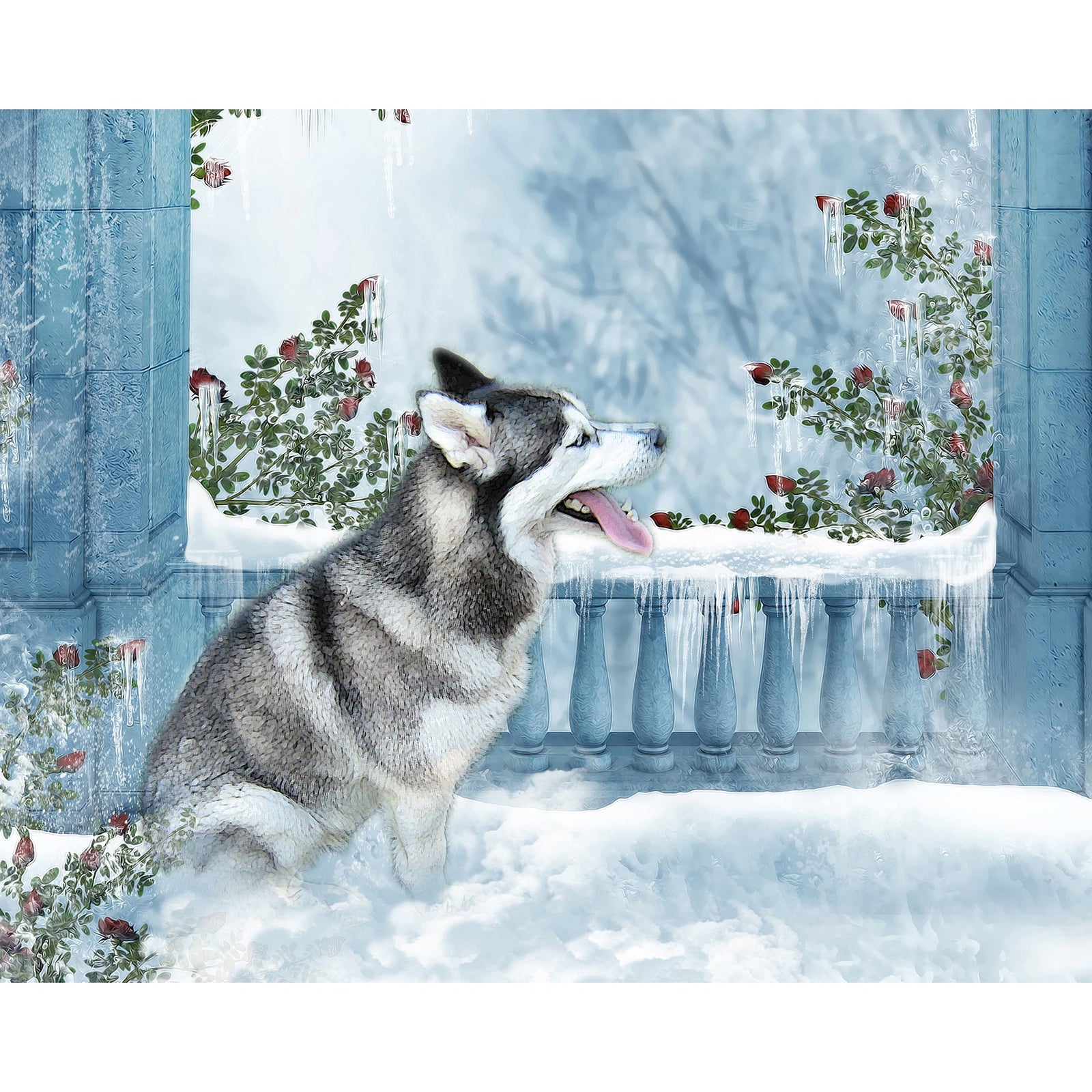 Snow Husky Dog | Diamond Painting Design - Full Drill Diamond Art with 5d Square or Round Diamonds - AB Drills Available