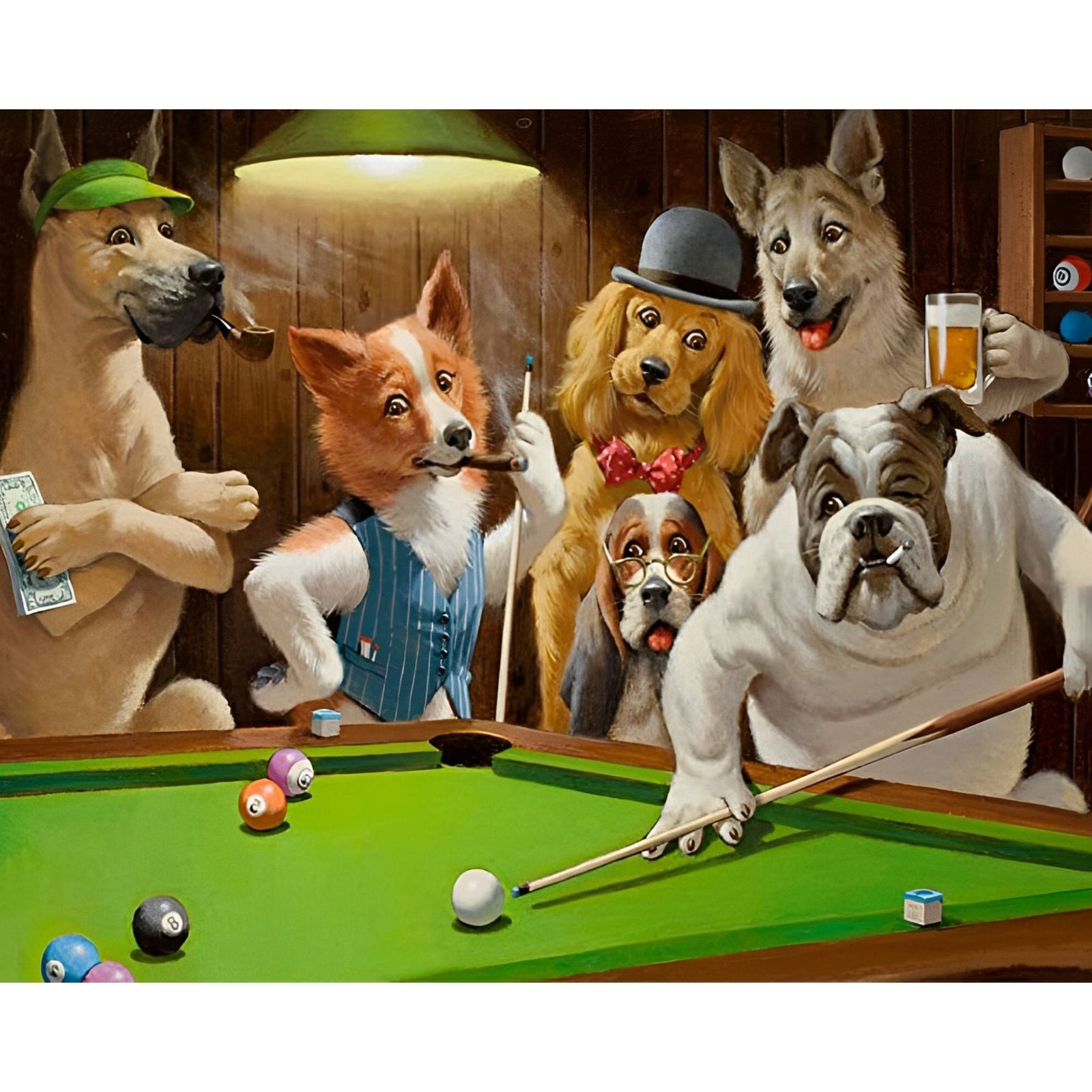 The Dog and Billiards | Diamond Painting Design - Full Drill Diamond Art with 5d Square or Round Diamonds - AB Drills Available