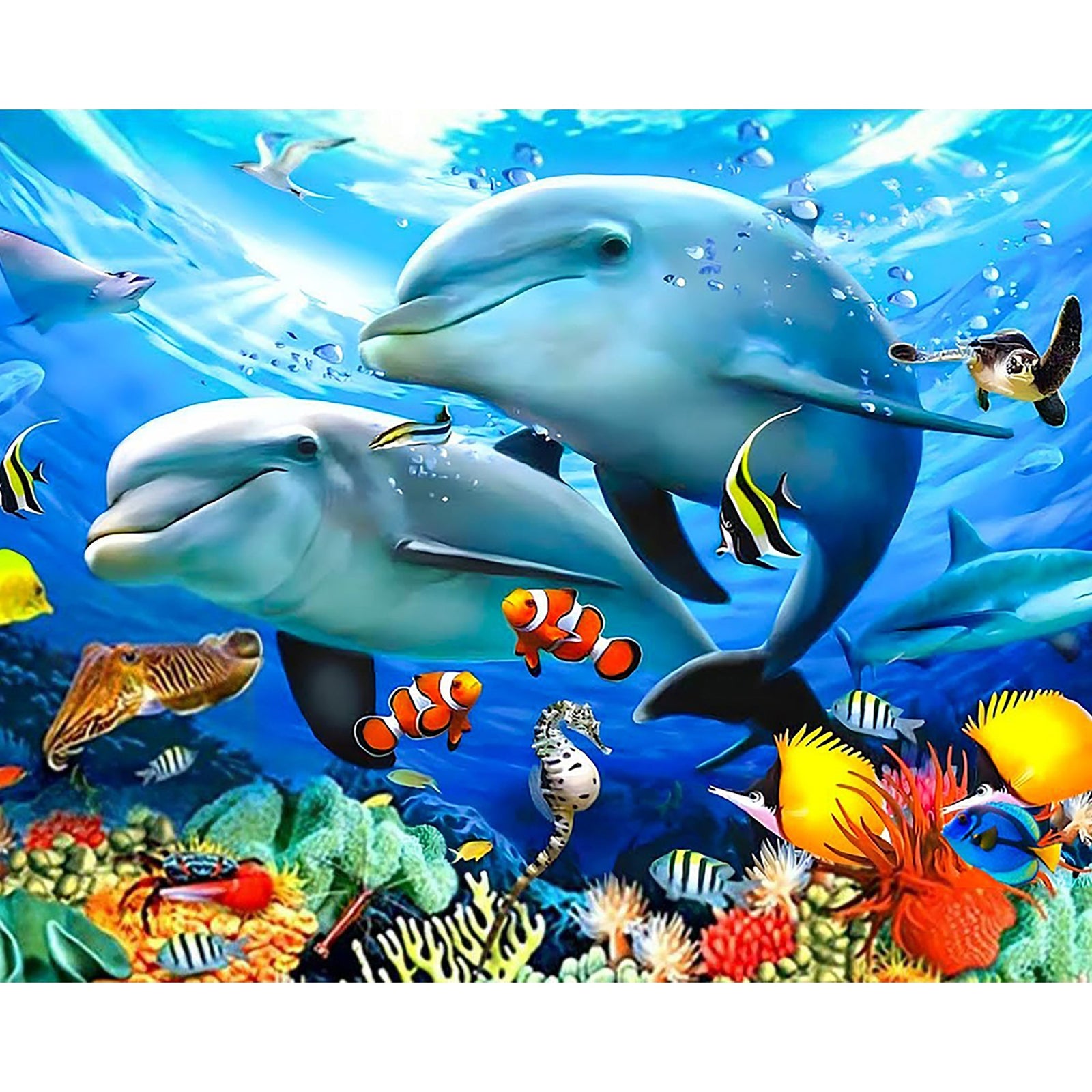 Dolphins | Diamond Painting Design - Full Drill Diamond Art with 5d Square or Round Diamonds - AB Drills Available