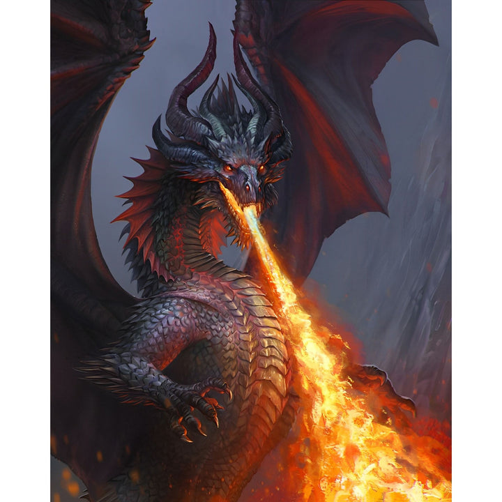 Fantasy Black Dragon Flame | Diamond Painting