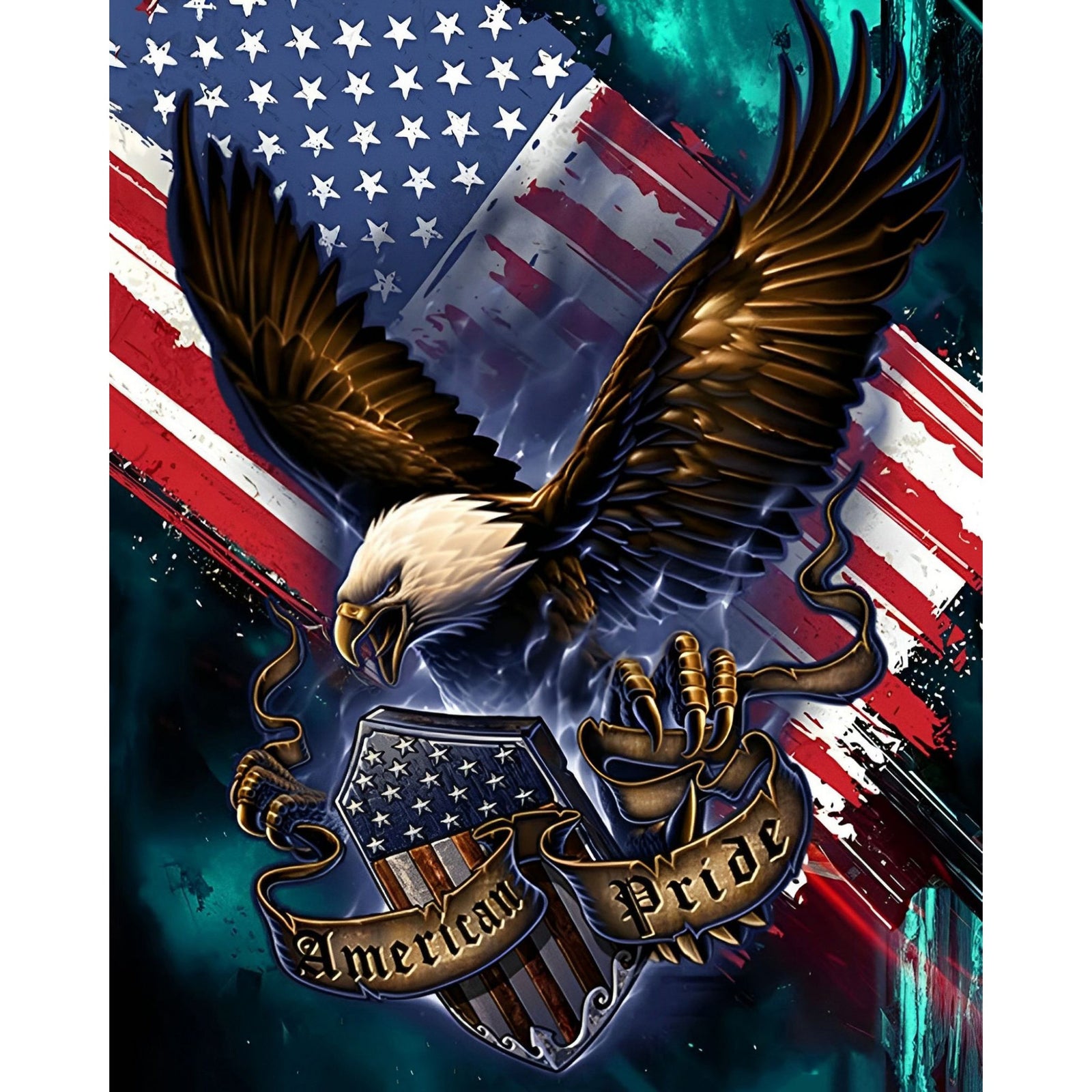 Eagle and American Pride | Diamond Painting Design - Full Drill Diamond Art with 5d Square or Round Diamonds - AB Drills Available