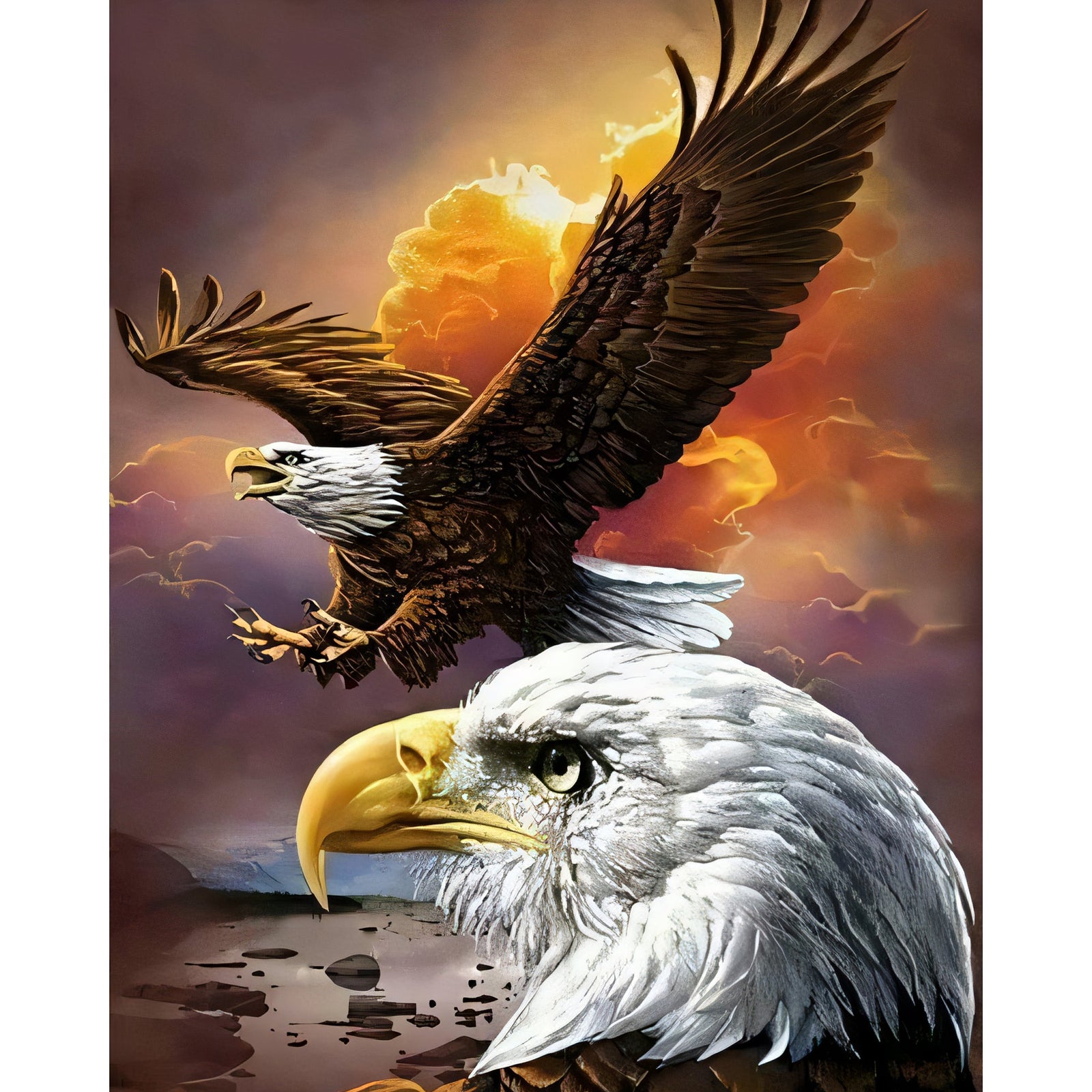 American Flying Eagle | Diamond Painting Design - Full Drill Diamond Art with 5d Square or Round Diamonds - AB Drills Available