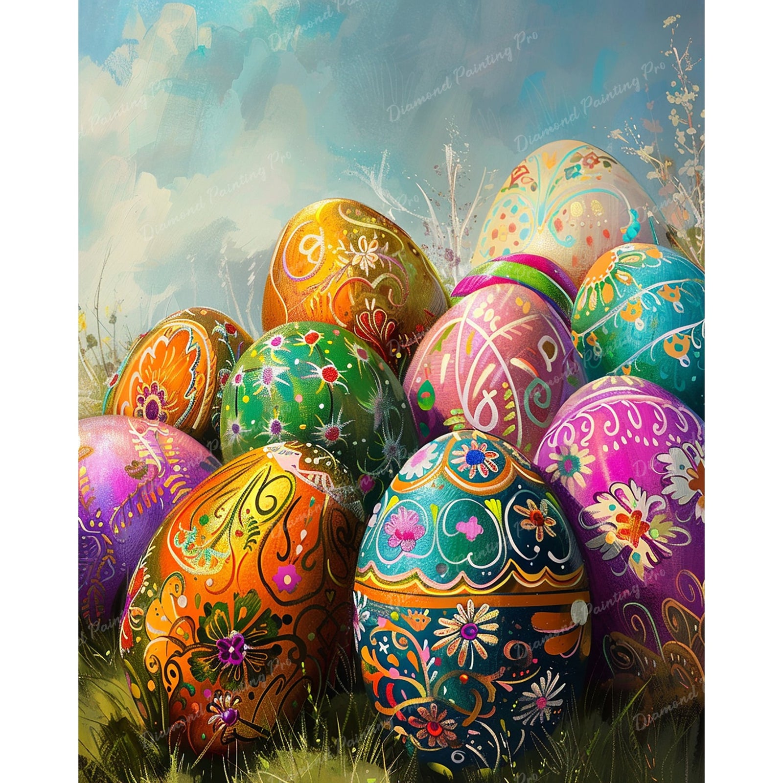 Spring Egg Hunt | Diamond Painting Design - Full Drill Diamond Art with 5d Square or Round Diamonds - AB Drills Available