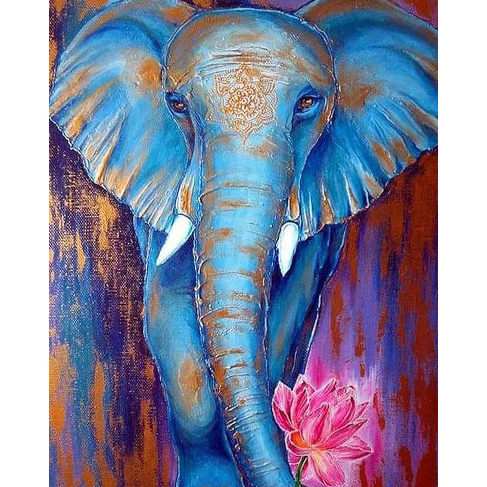 Colorful African Elephant | Diamond Painting Design - Full Drill Diamond Art with 5d Square or Round Diamonds - AB Drills Available