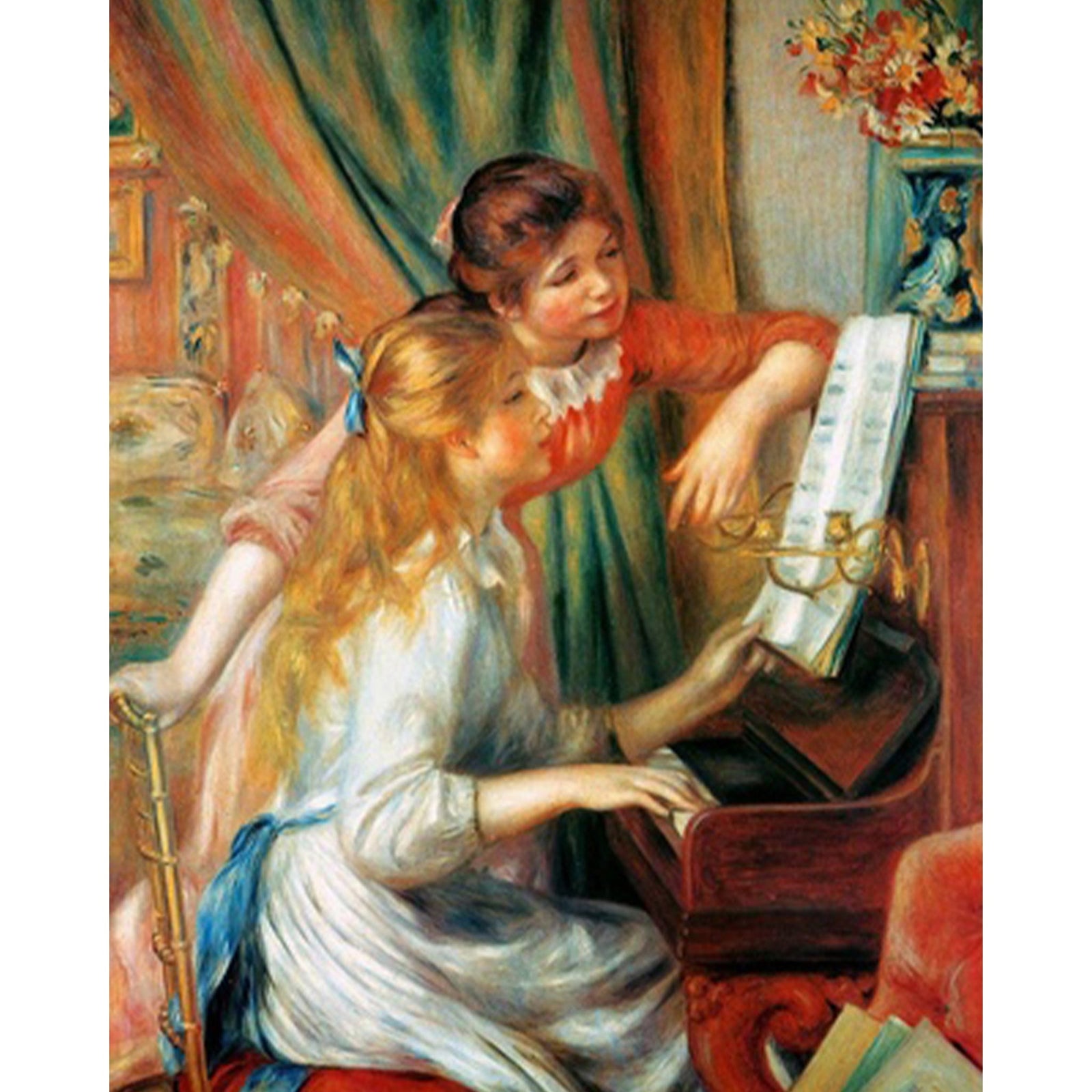 Two Young Girls at the Piano | Diamond Painting Design - Full Drill Diamond Art with 5d Square or Round Diamonds - AB Drills Available