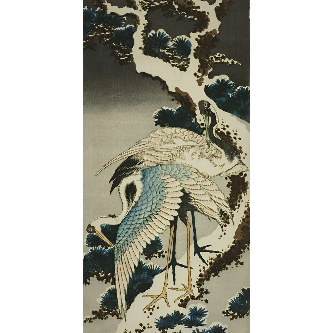 Cranes on Snow Covered Pine | Diamond Painting