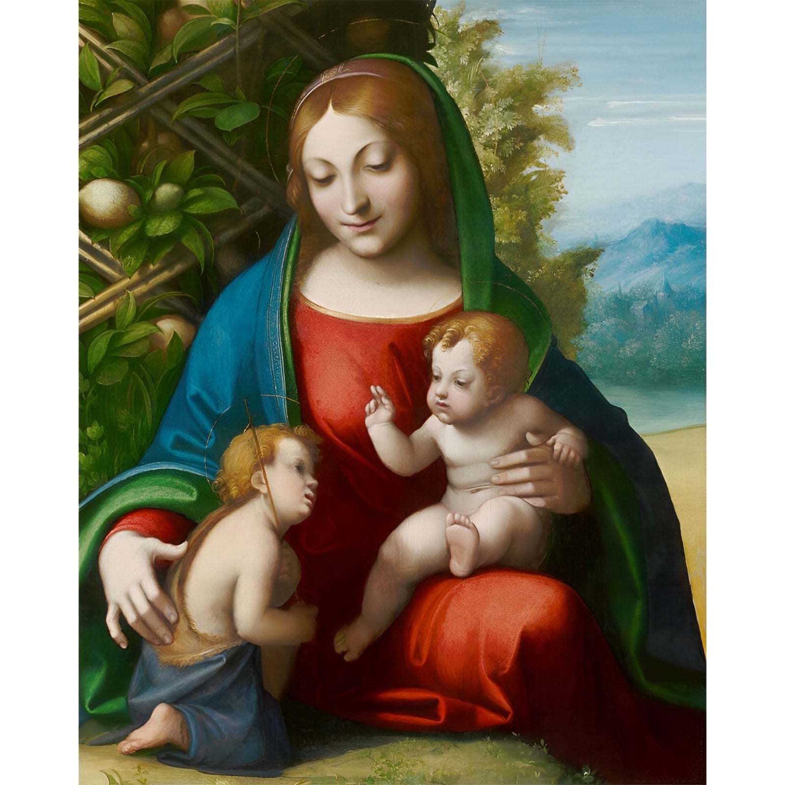 Virgin and Child with the Young Saint John the Baptist | Diamond Painting Design - Full Drill Diamond Art with 5d Square or Round Diamonds - AB Drills Available