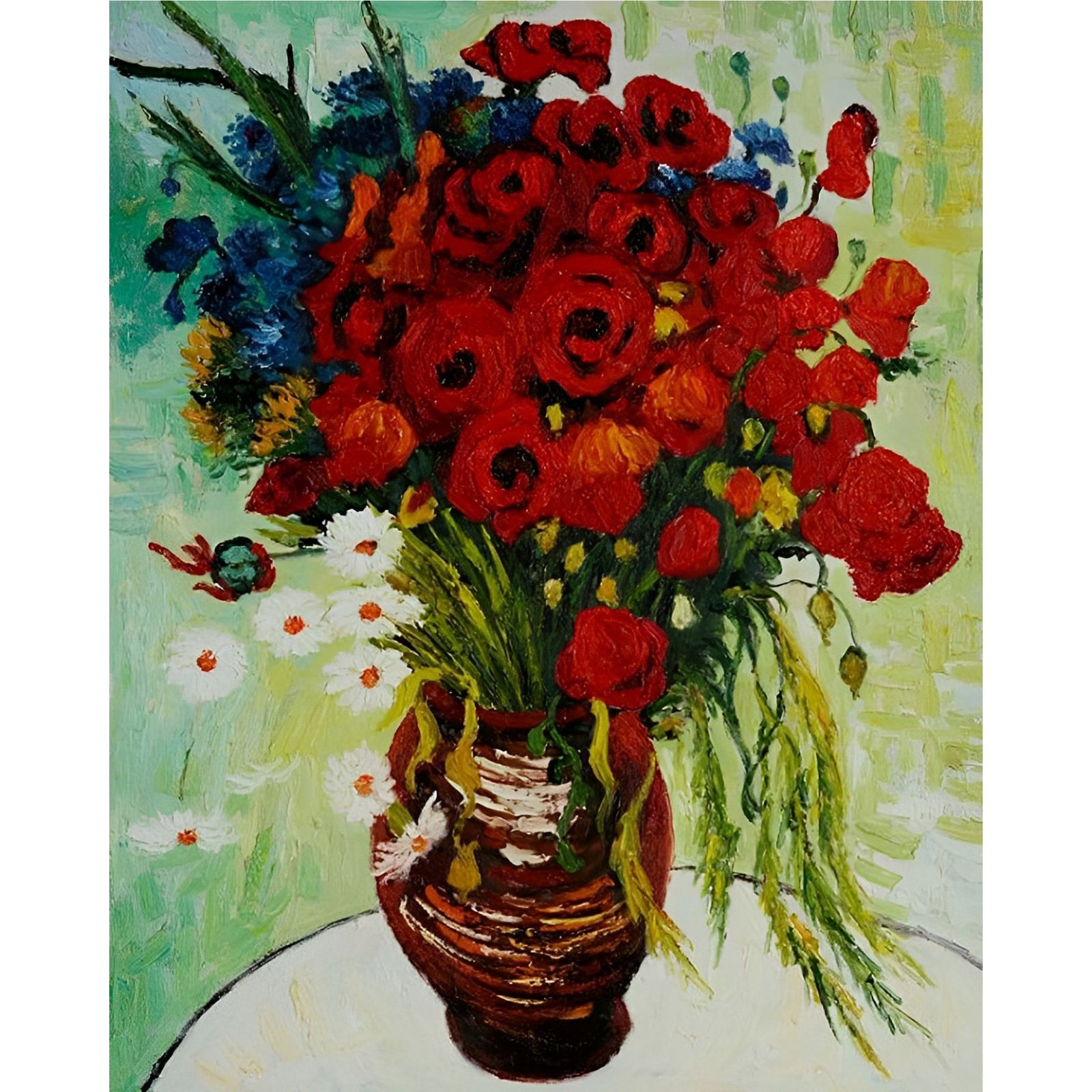 Vase with Daisies and Poppies - Vincent van Gogh | Diamond Painting Design - Full Drill Diamond Art with 5d Square or Round Diamonds - AB Drills Available