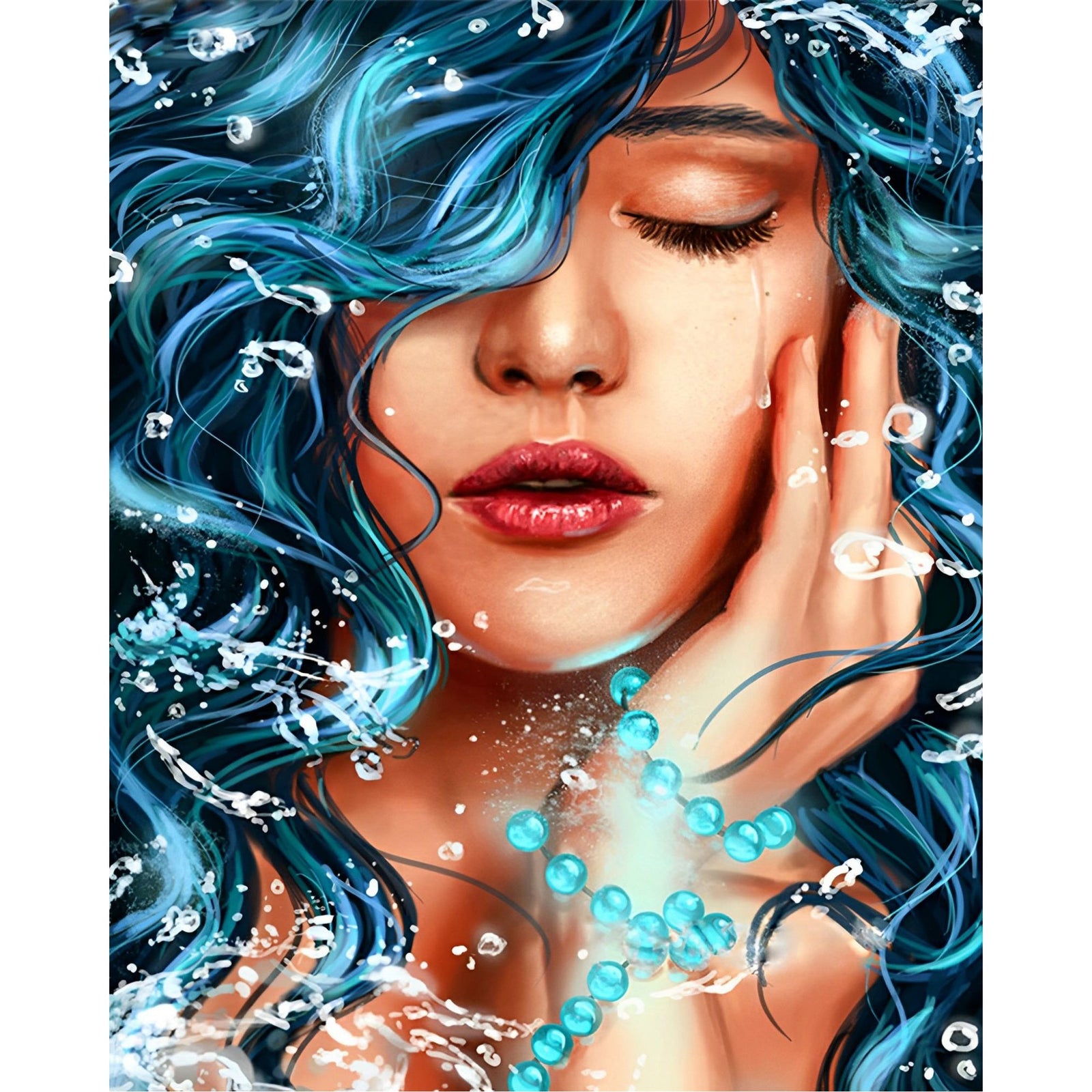 Crying Sad Woman | Diamond Painting Design - Full Drill Diamond Art with 5d Square or Round Diamonds - AB Drills Available