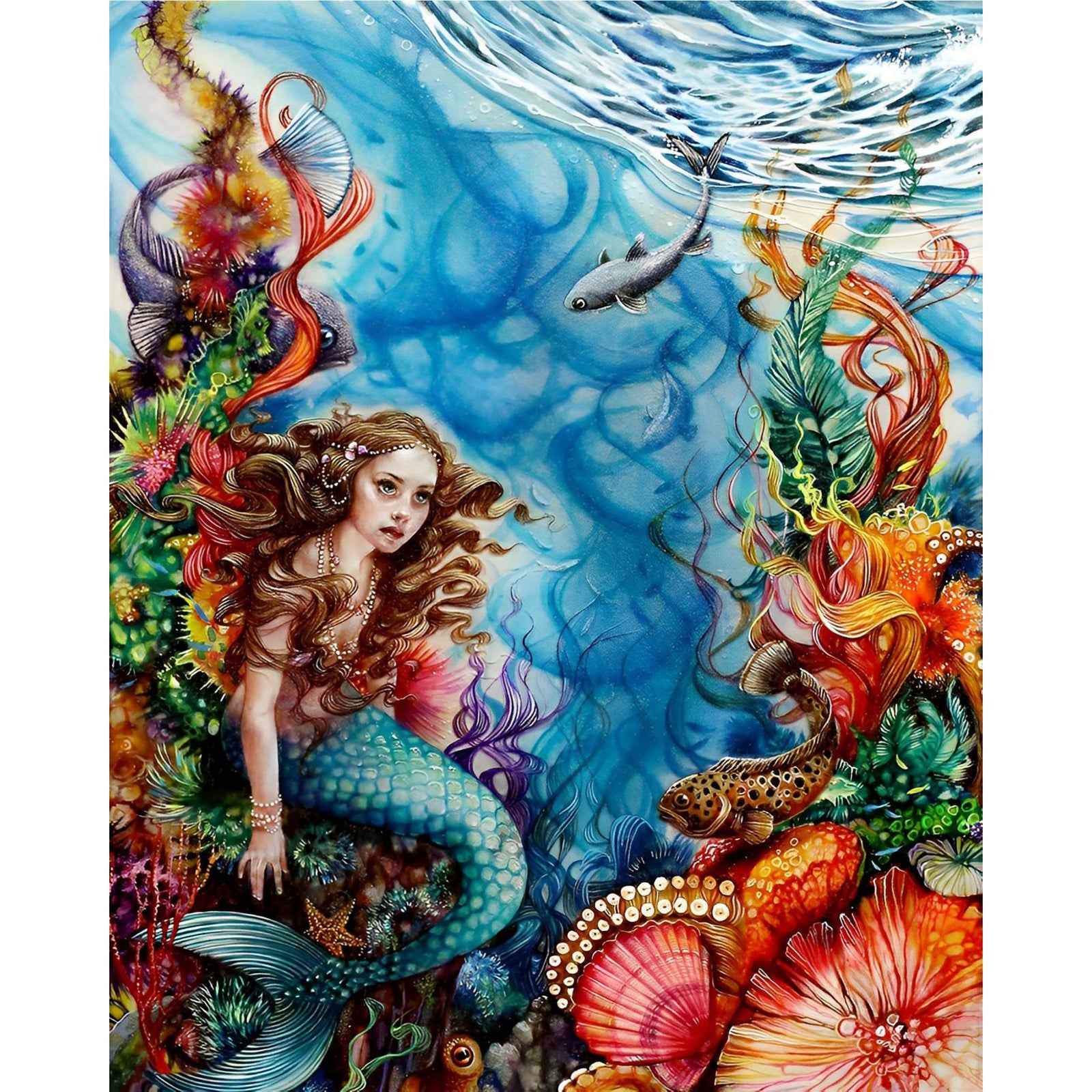 Mermaid | Diamond Painting Design - Full Drill Diamond Art with 5d Square or Round Diamonds - AB Drills Available