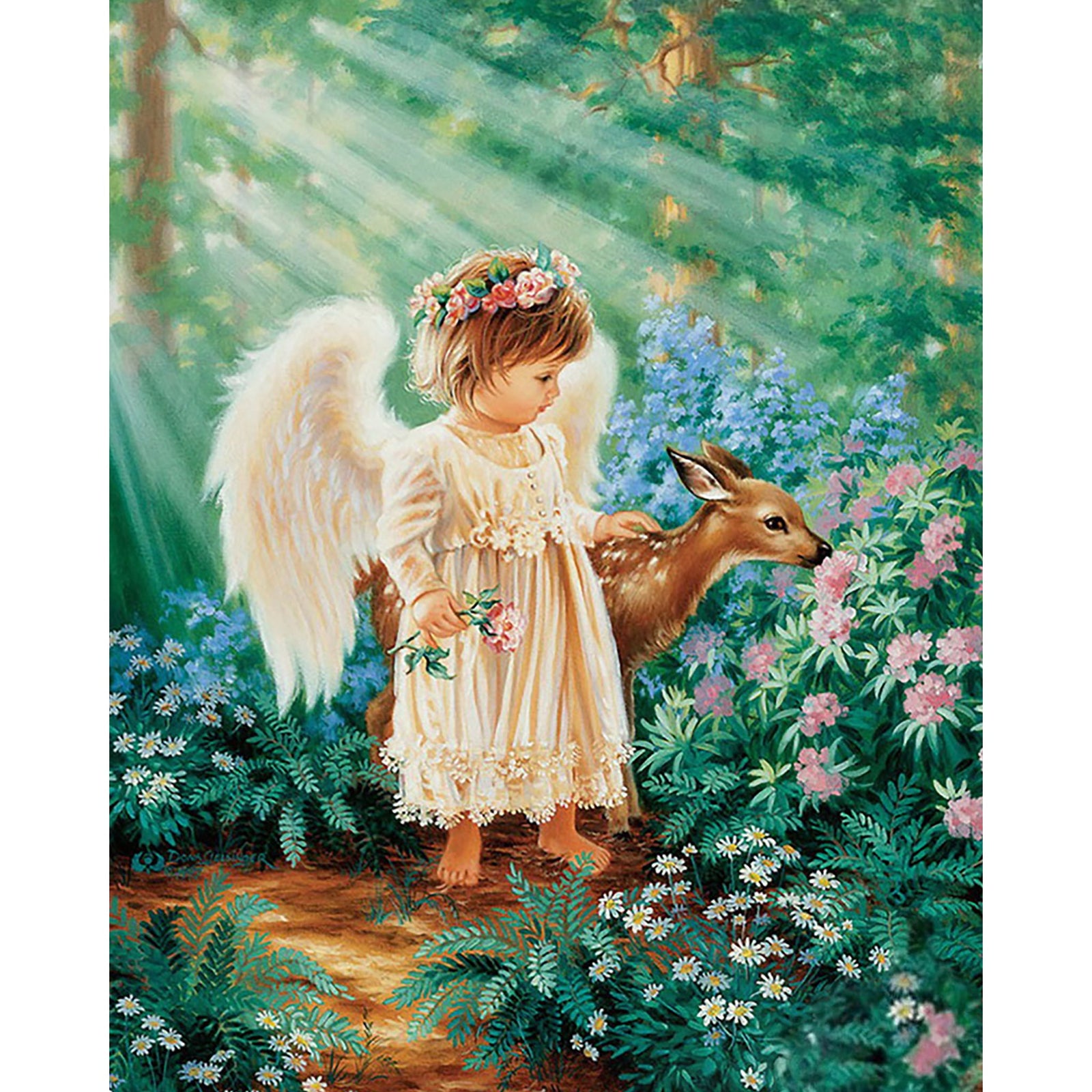 Angel and deer | Diamond Painting Design - Full Drill Diamond Art with 5d Square or Round Diamonds - AB Drills Available