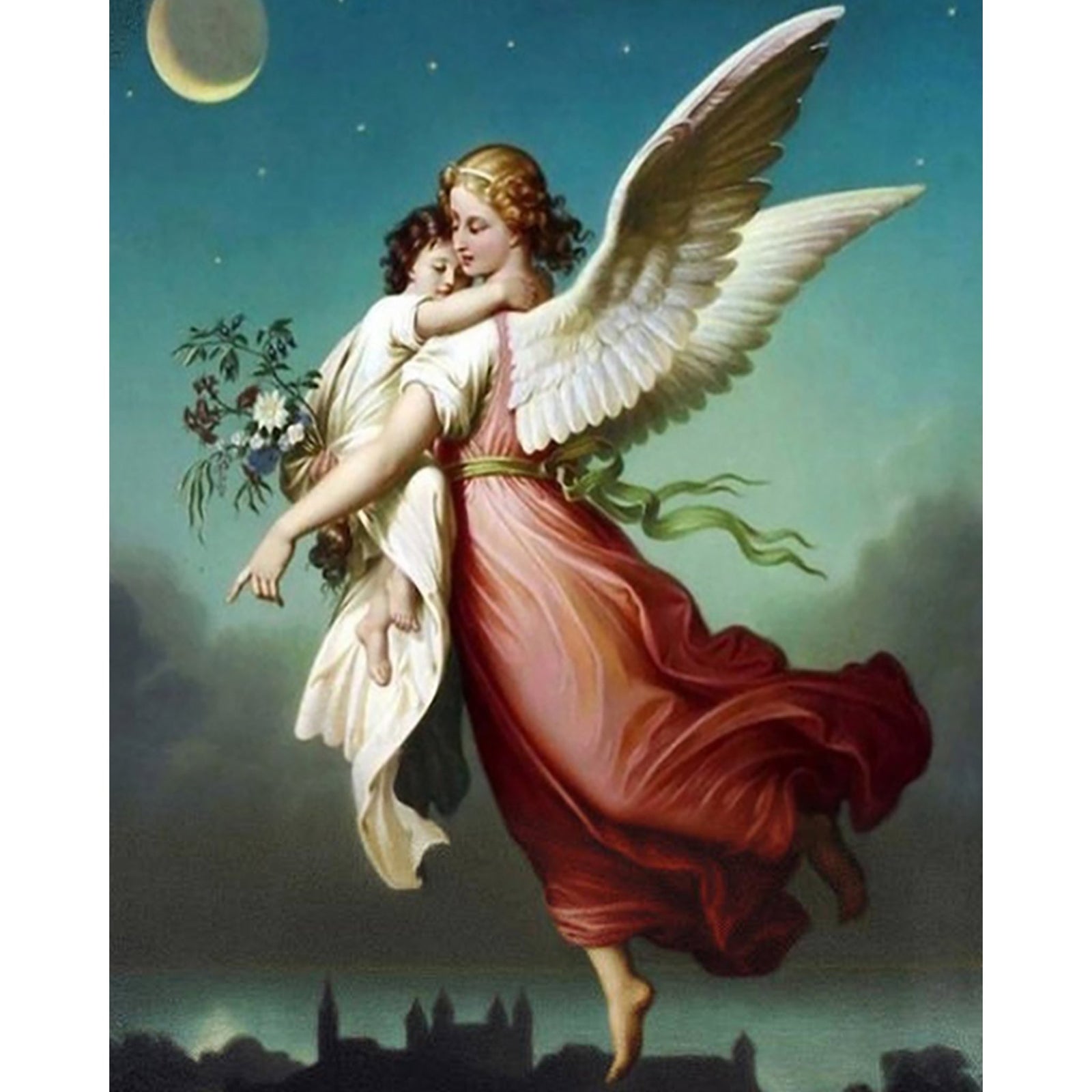 Angel and the Child | Diamond Painting Design - Full Drill Diamond Art with 5d Square or Round Diamonds - AB Drills Available