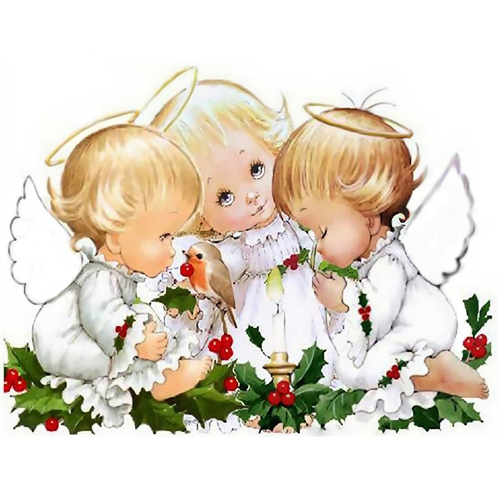 Angel Baby and Cherry | Diamond Painting Design - Full Drill Diamond Art with 5d Square or Round Diamonds - AB Drills Available