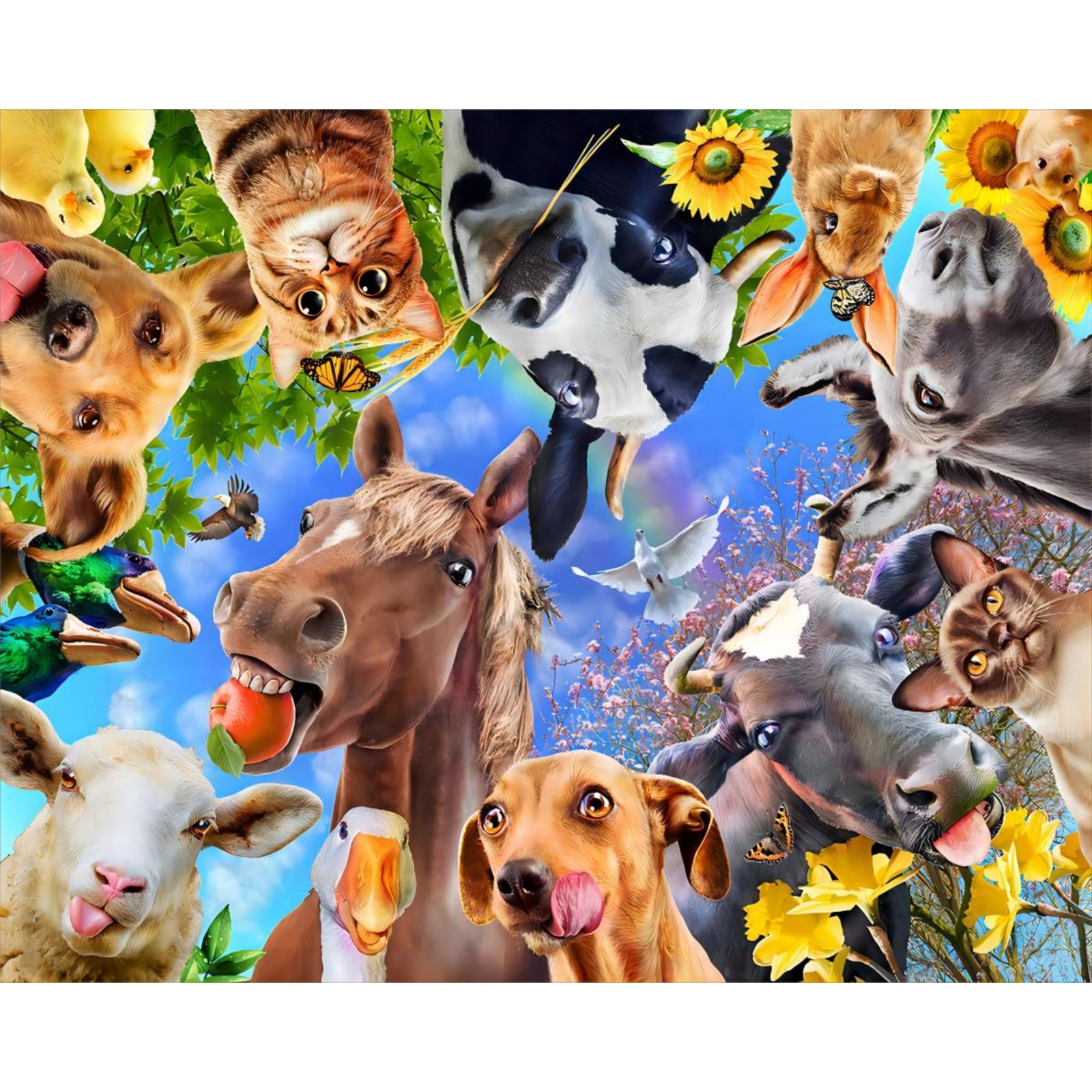 Silly Farm Animals | Diamond Painting Design - Full Drill Diamond Art with 5d Square or Round Diamonds - AB Drills Available