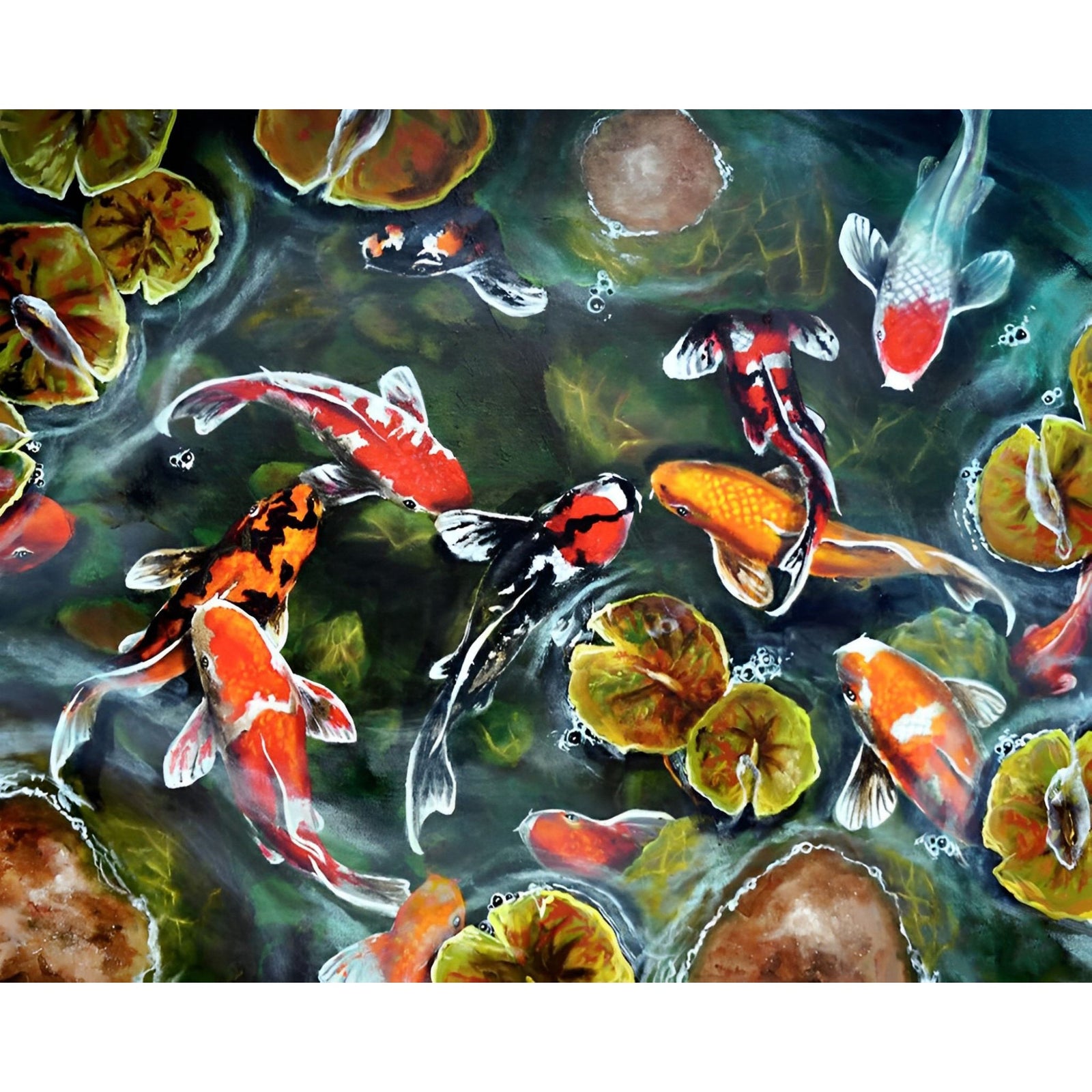 Koi Pond | Diamond Painting Design - Full Drill Diamond Art with 5d Square or Round Diamonds - AB Drills Available