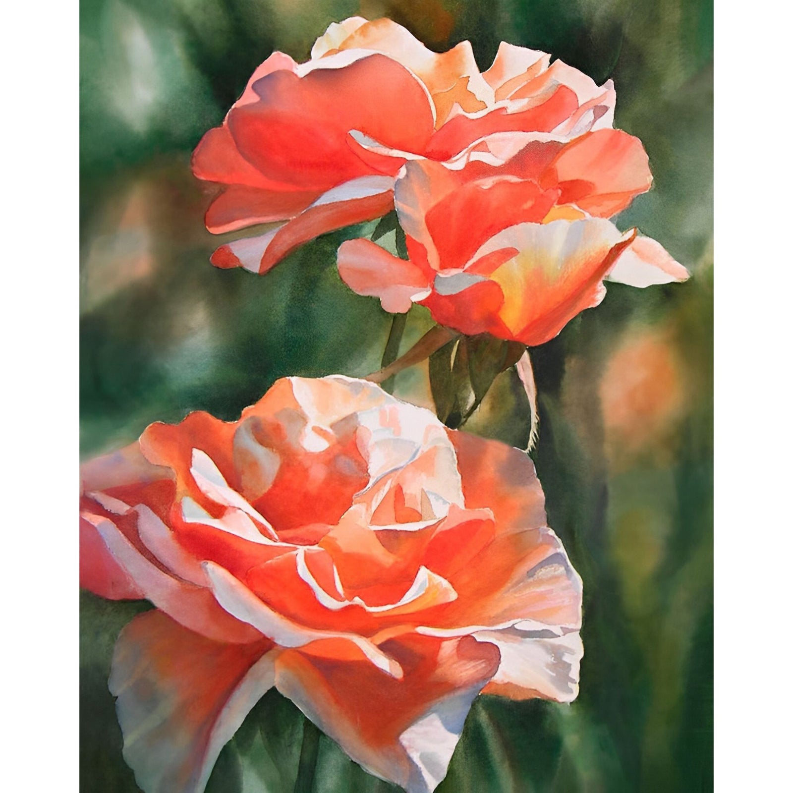 Salmon Colored Roses | Diamond Painting Design - Full Drill Diamond Art with 5d Square or Round Diamonds - AB Drills Available