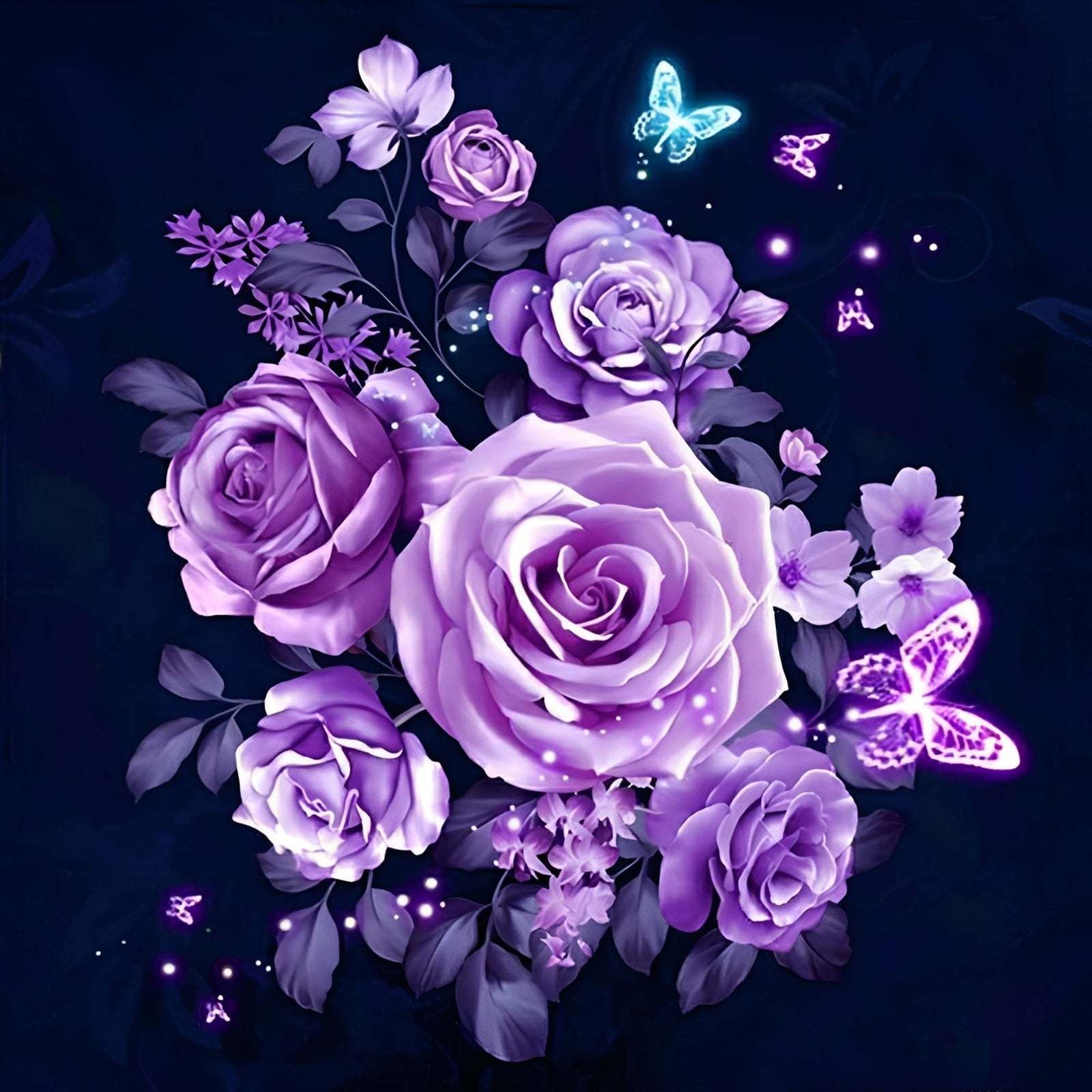 Purple Roses | Diamond Painting Design - Full Drill Diamond Art with 5d Square or Round Diamonds - AB Drills Available