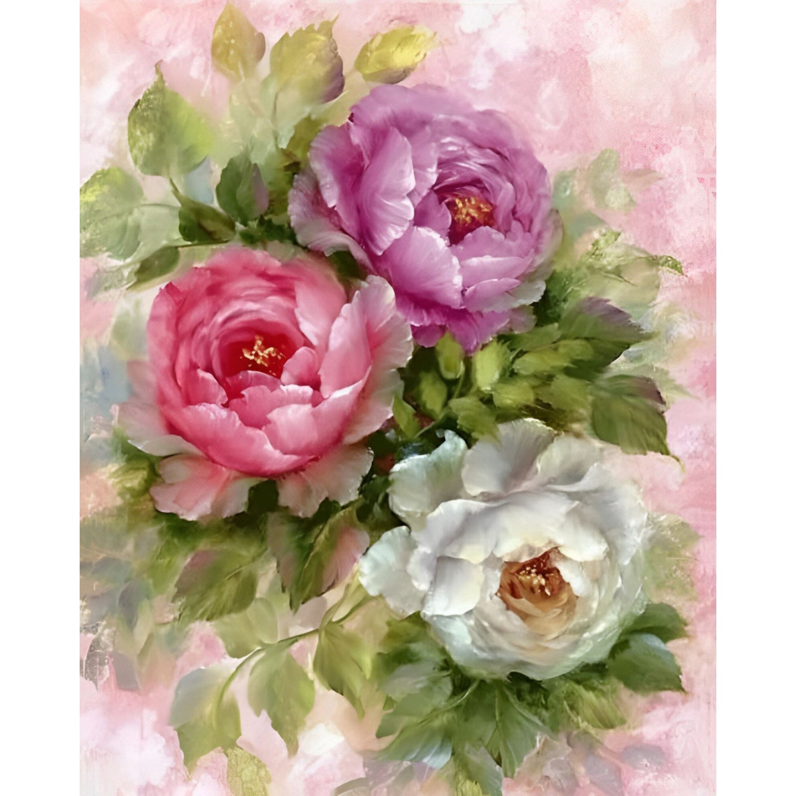 Peony Flowers | Diamond Painting Design - Full Drill Diamond Art with 5d Square or Round Diamonds - AB Drills Available