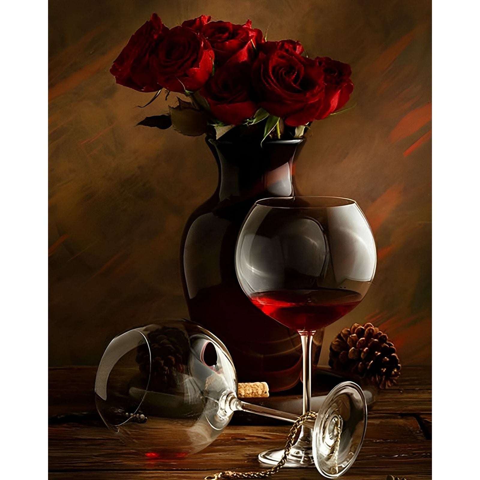 Rose Wine | Diamond Painting Design - Full Drill Diamond Art with 5d Square or Round Diamonds - AB Drills Available