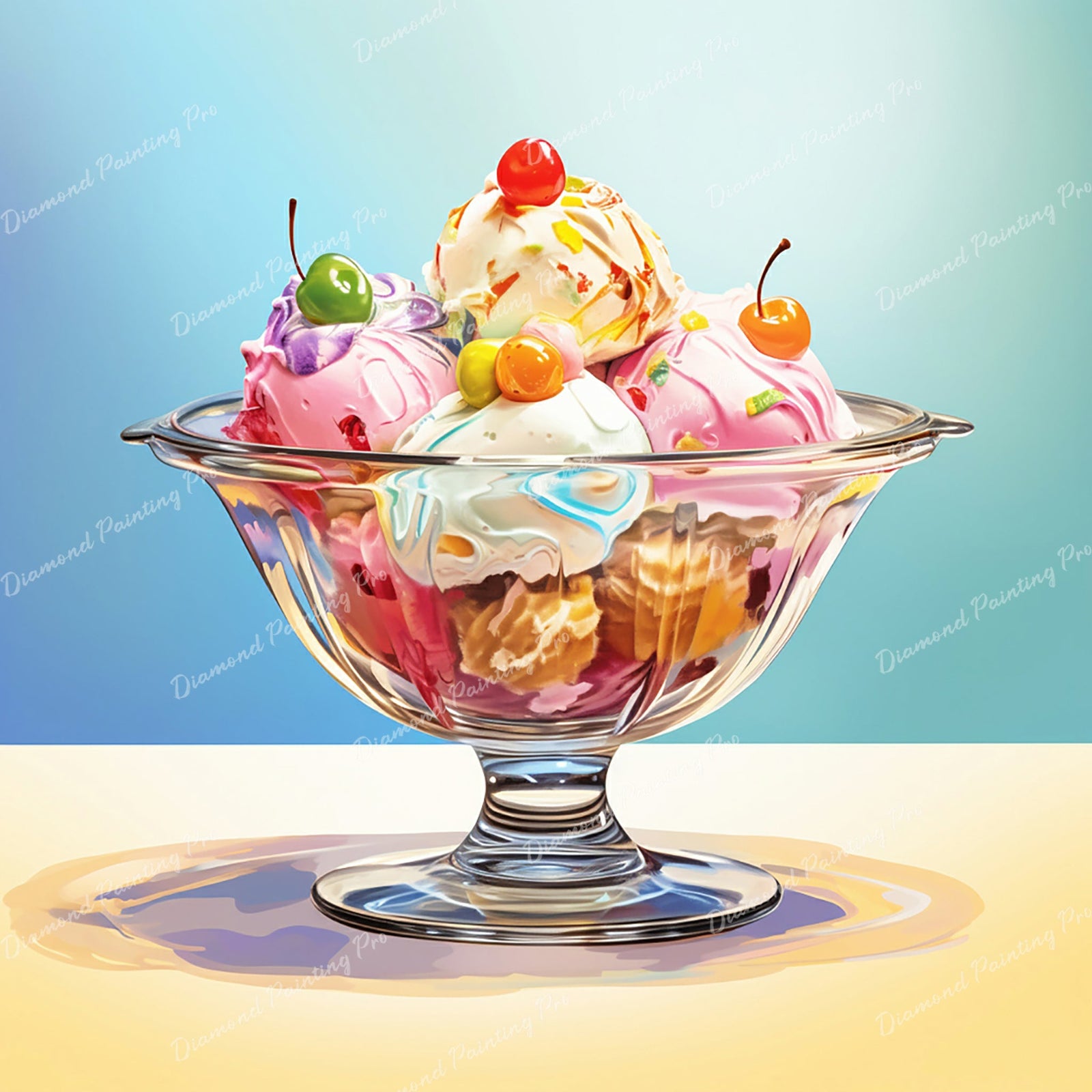 Colorful Ice Cream Delights | Diamond Painting Design - Full Drill Diamond Art with 5d Square or Round Diamonds - AB Drills Available