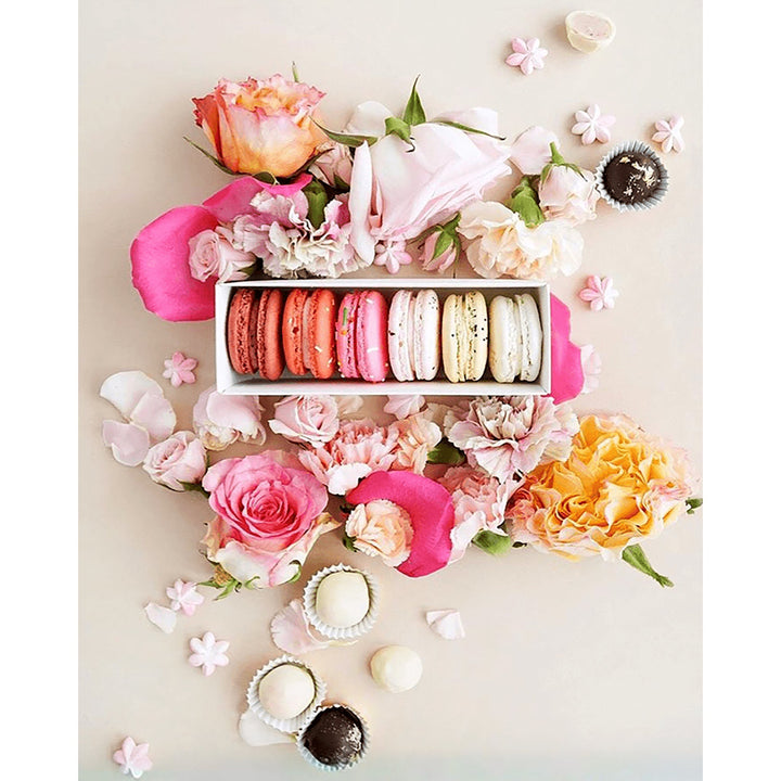 Pink Macarons with Flowers | Diamond Painting