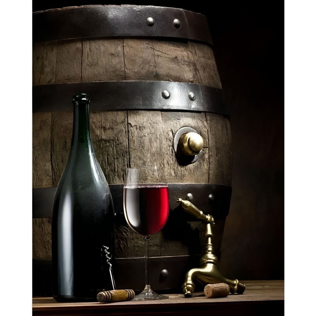 Wine Bottle and Barrel | Diamond Painting
