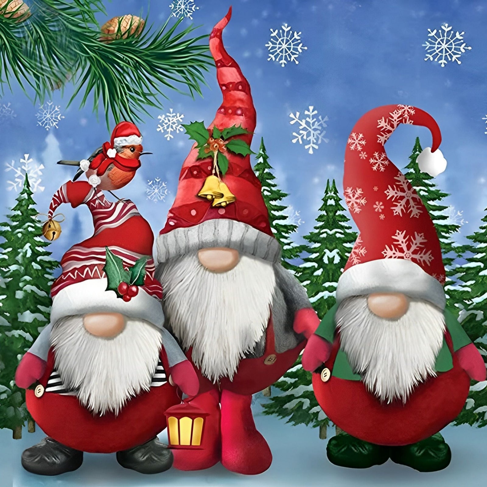 Christmas Gnomes Santa Claus | Diamond Painting Design - Full Drill Diamond Art with 5d Square or Round Diamonds - AB Drills Available