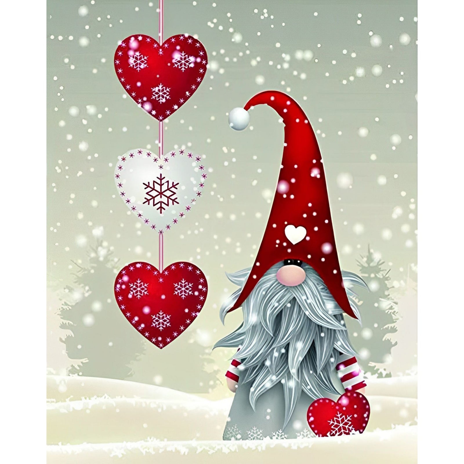 Christmas Snow Gnome | Diamond Painting Design - Full Drill Diamond Art with 5d Square or Round Diamonds - AB Drills Available