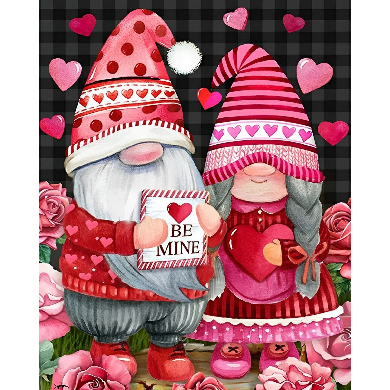 Gnome Valentine's Day | Diamond Painting Design - Full Drill Diamond Art with 5d Square or Round Diamonds - AB Drills Available