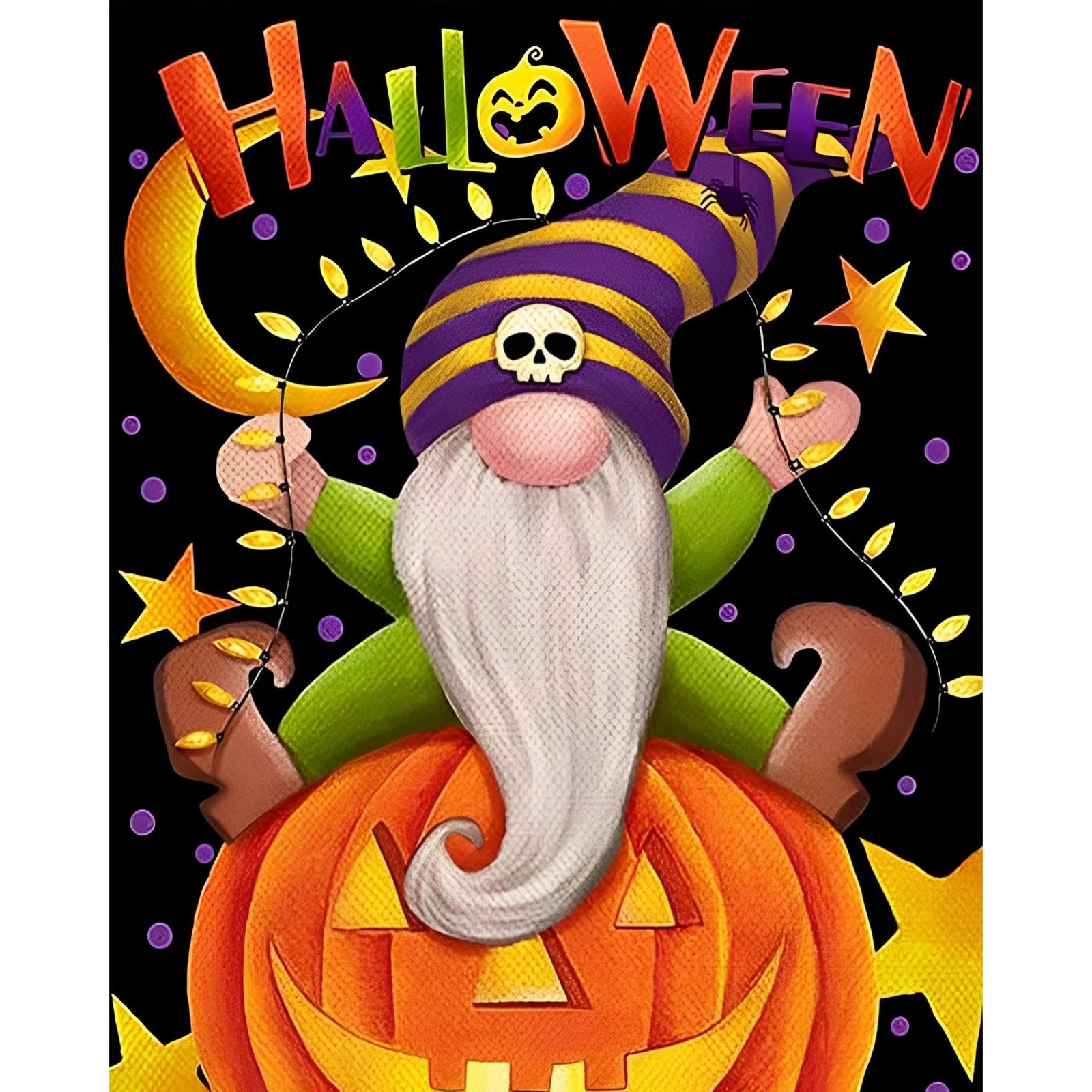 Halloween Gnomes Pumpkins | Diamond Painting Design - Full Drill Diamond Art with 5d Square or Round Diamonds - AB Drills Available