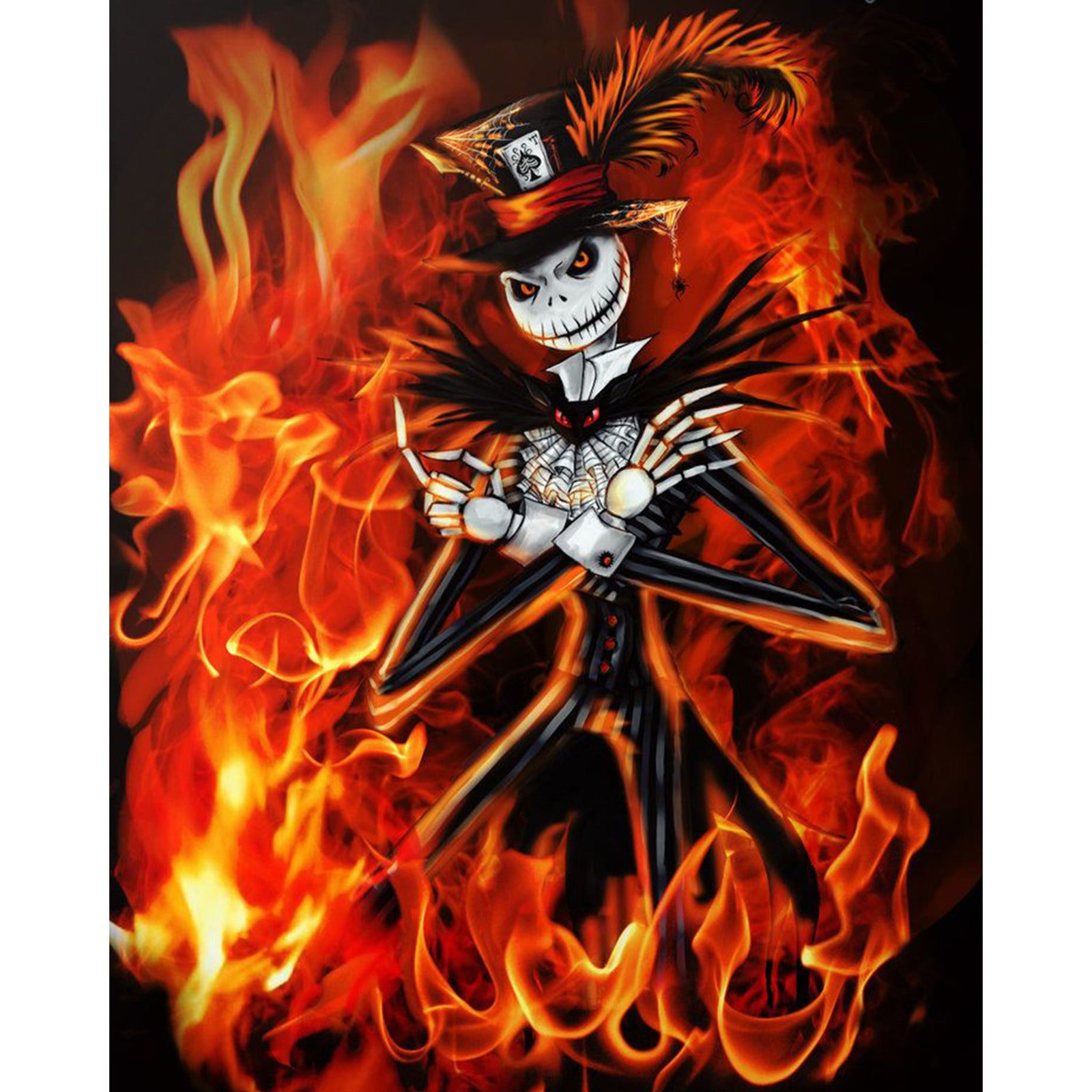 Jack Skellington In Fire | Diamond Painting Design - Full Drill Diamond Art with 5d Square or Round Diamonds - AB Drills Available