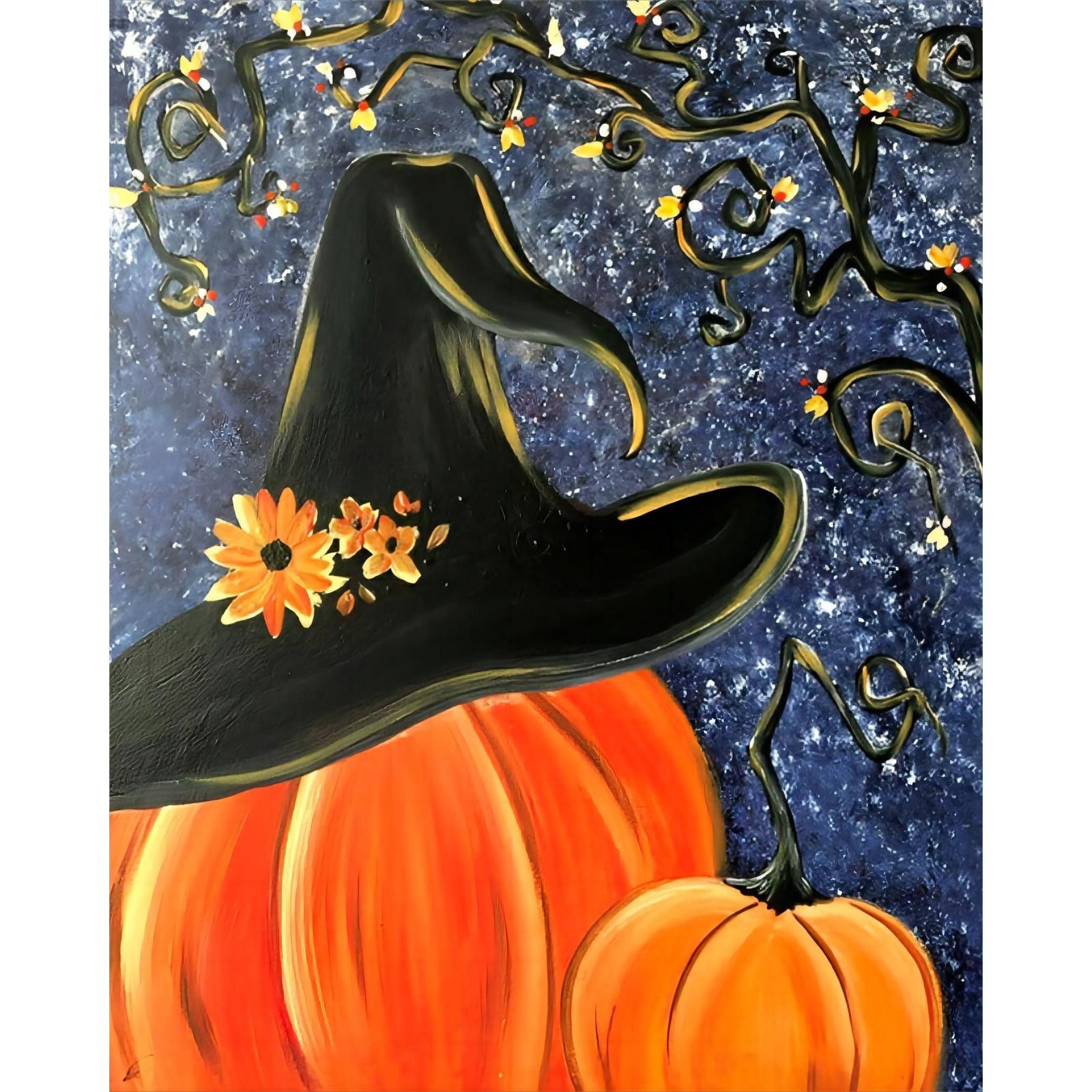 Pumpkin Witch | Diamond Painting Design - Full Drill Diamond Art with 5d Square or Round Diamonds - AB Drills Available