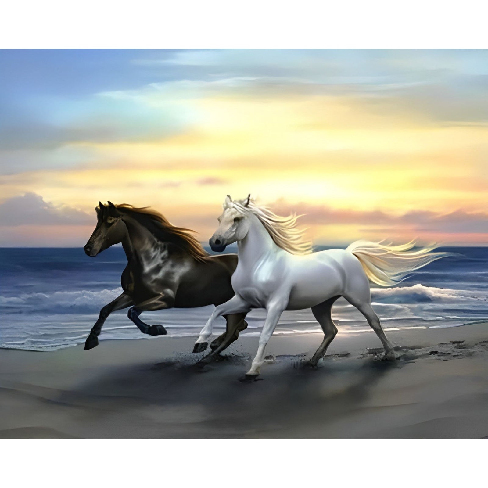 Seaside Stallion in Harmony | Diamond Painting Design - Full Drill Diamond Art with 5d Square or Round Diamonds - AB Drills Available